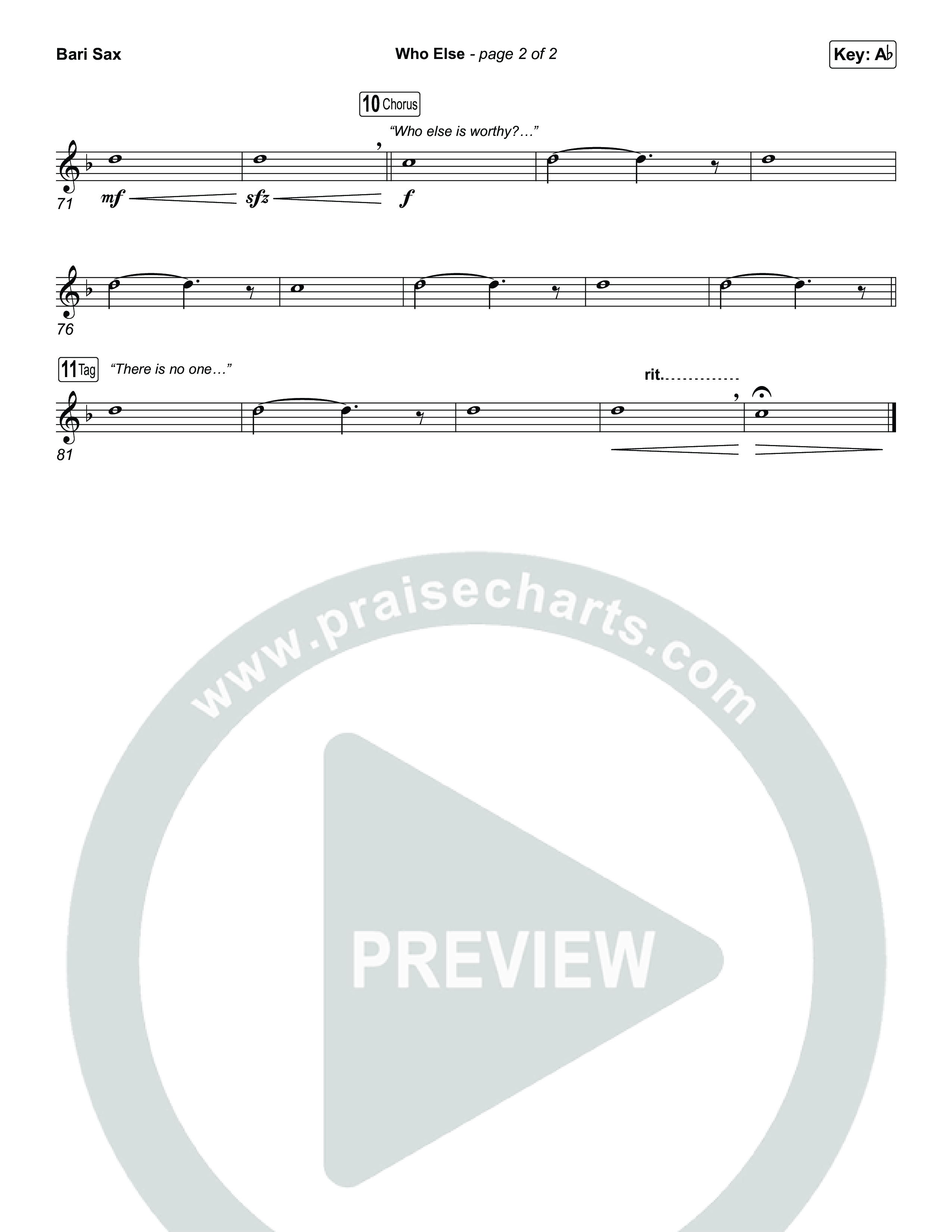 Who Else (Choral/SATB) Bari Sax (Brooke Voland / Arr. Travis Cottrell / Orch. Mason Brown)