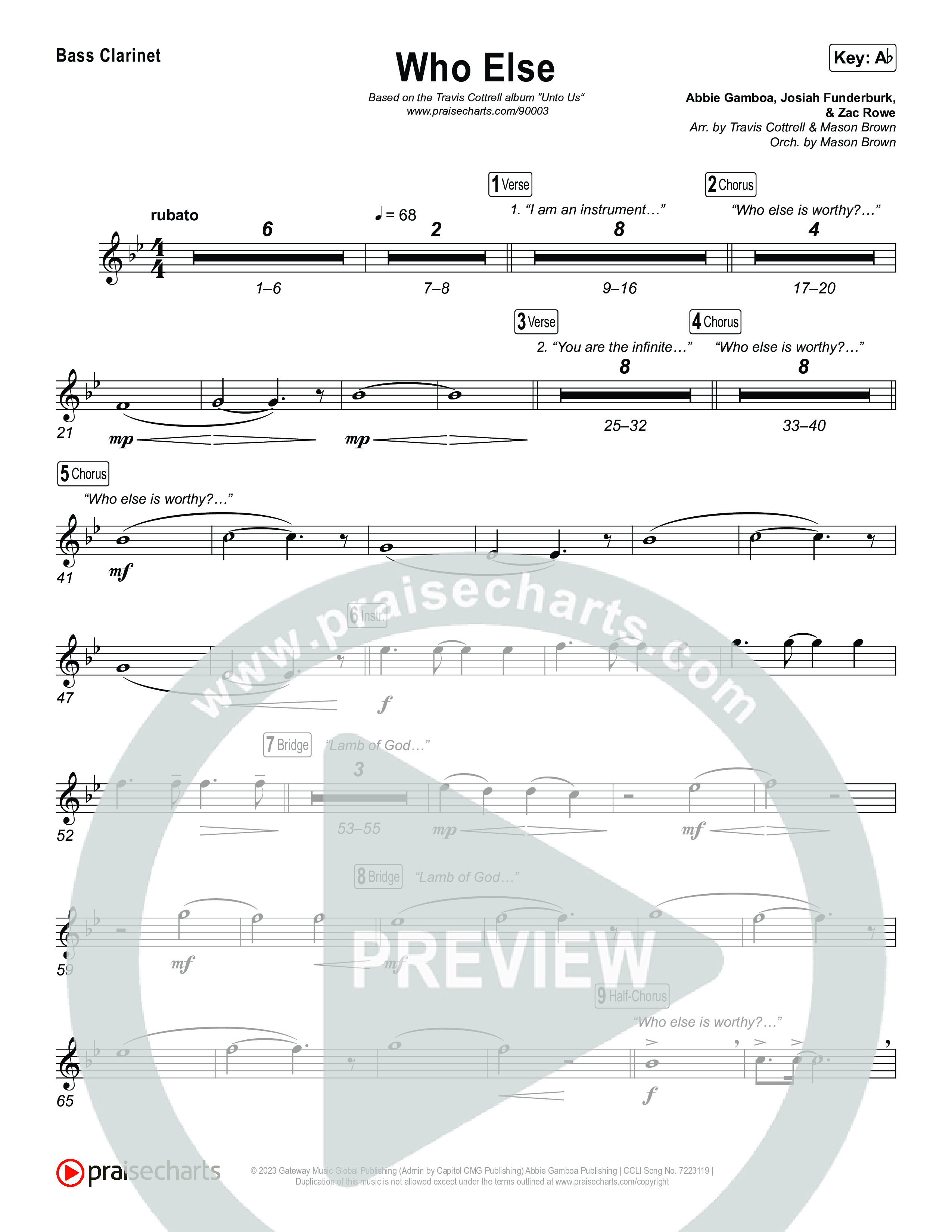Who Else (Choral/SATB) Clarinet 1,2 (Brooke Voland / Arr. Travis Cottrell / Orch. Mason Brown)