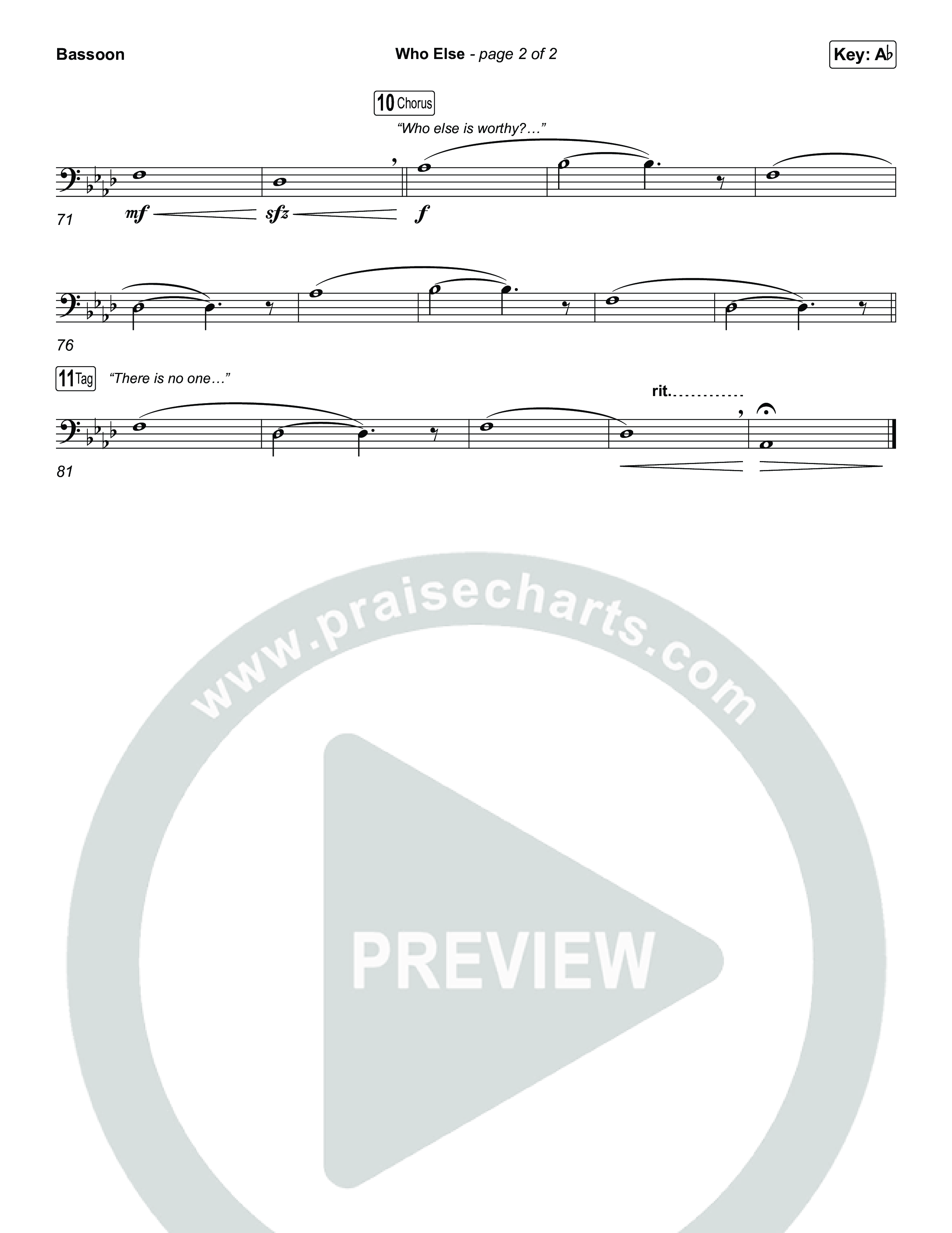 Who Else (Choral/SATB) Bassoon (Brooke Voland / Arr. Travis Cottrell / Orch. Mason Brown)