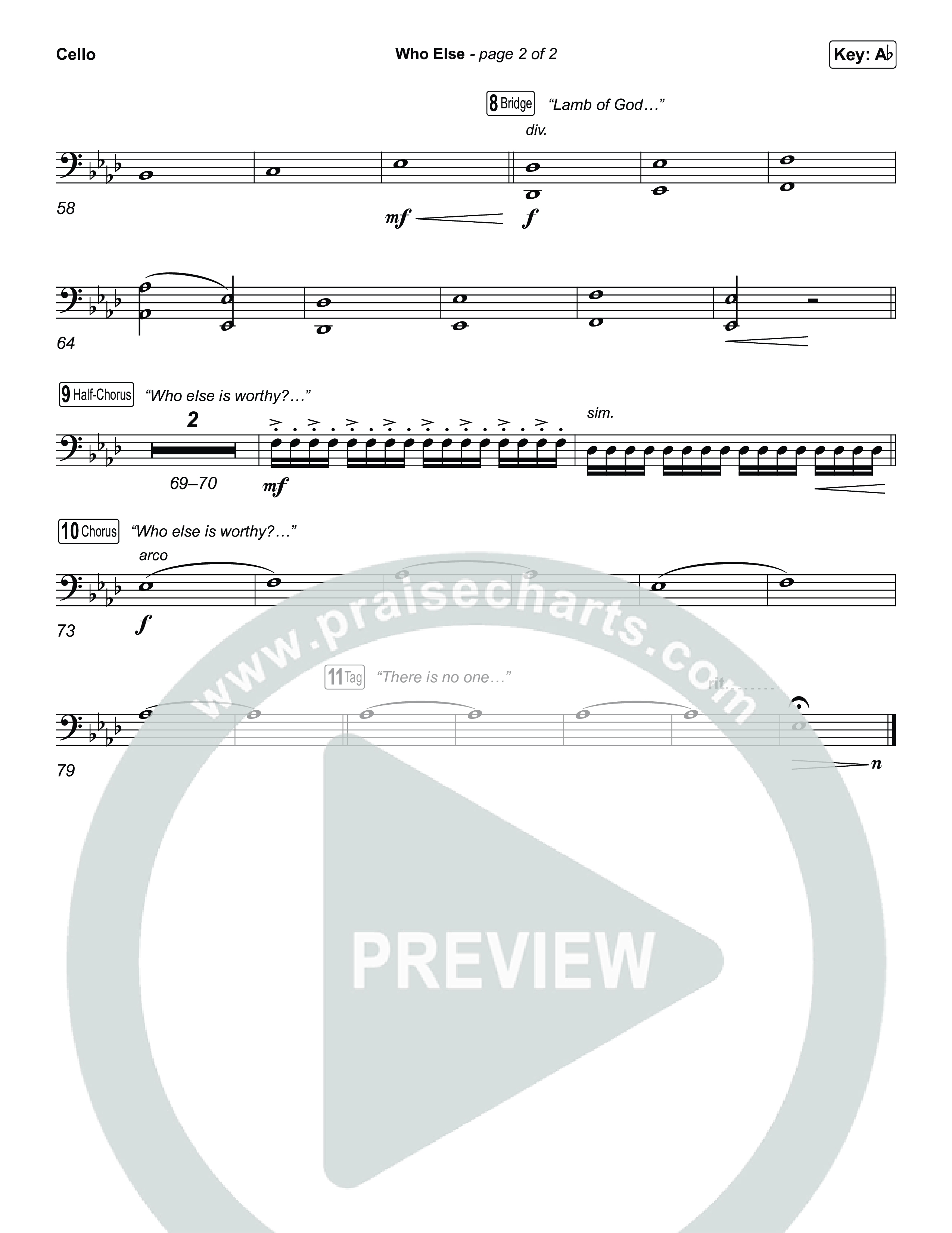 Who Else (Choral/SATB) Cello (Brooke Voland / Arr. Travis Cottrell / Orch. Mason Brown)
