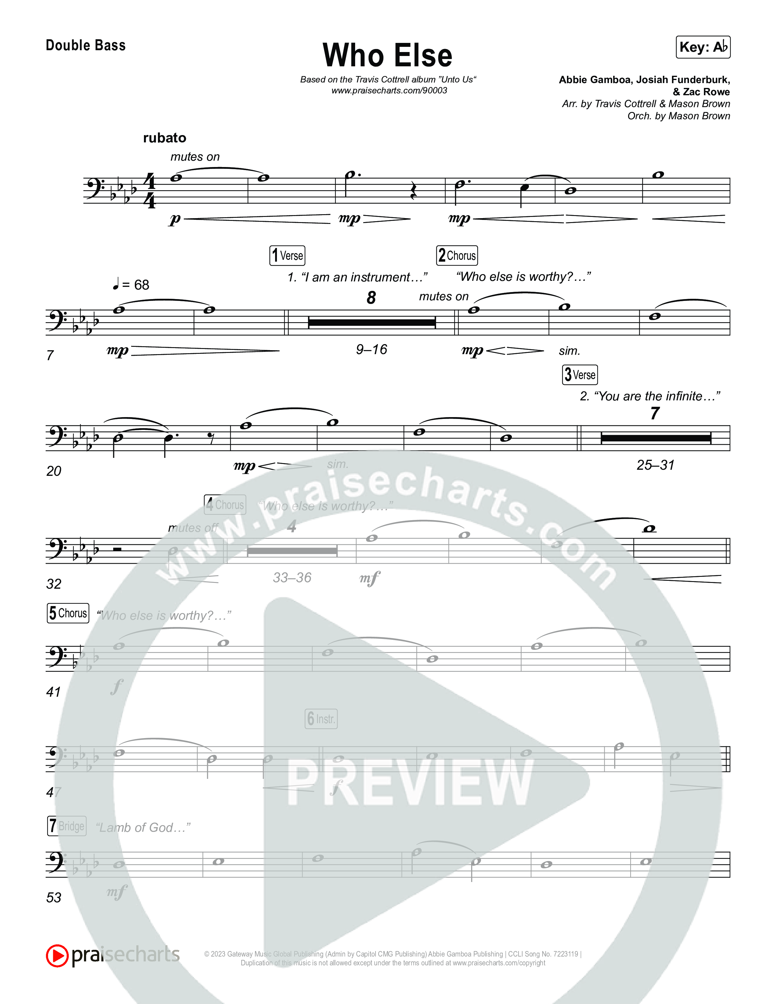 Who Else (Choral/SATB) String Bass (Brooke Voland / Arr. Travis Cottrell / Orch. Mason Brown)