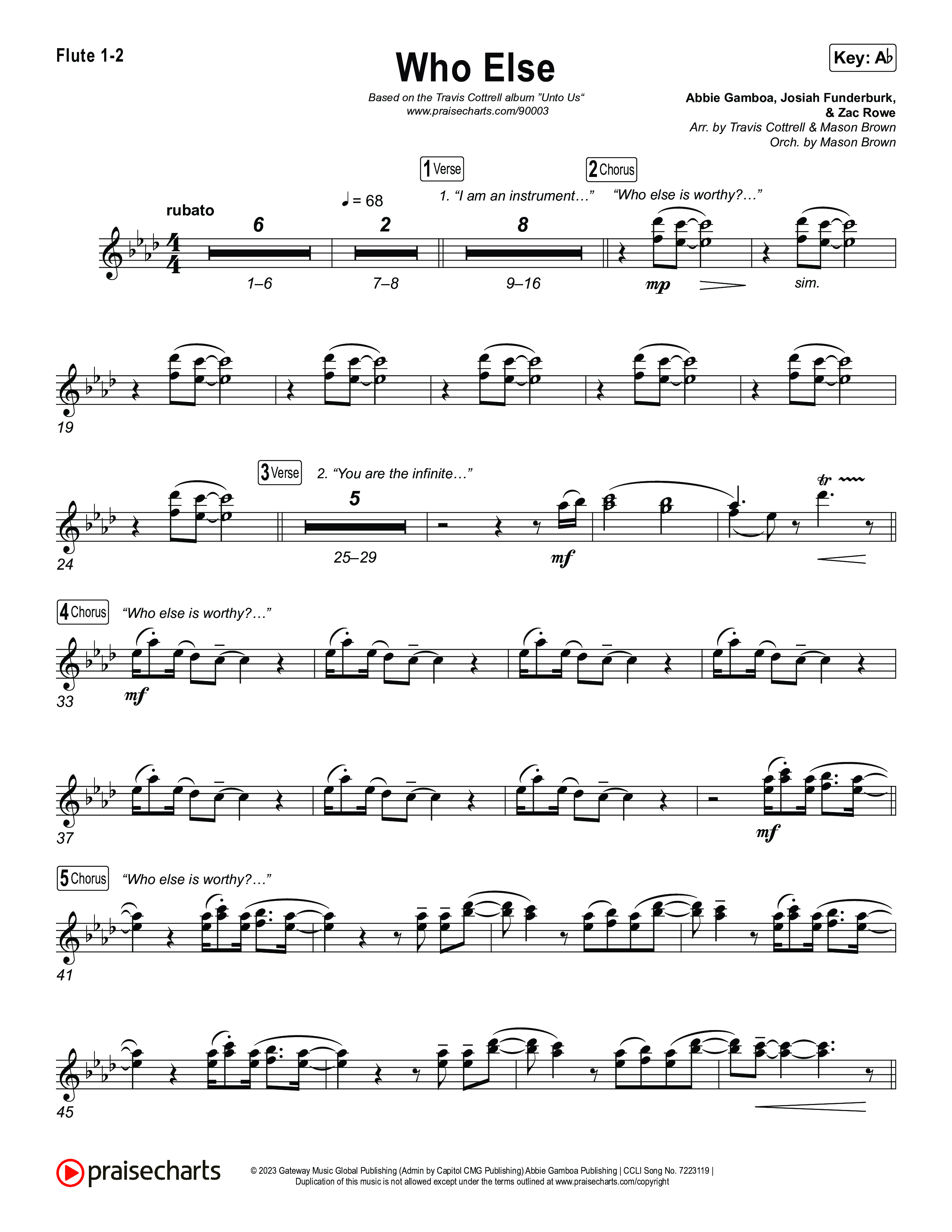 Who Else (Choral/SATB) Wind Pack (Brooke Voland / Arr. Travis Cottrell / Orch. Mason Brown)