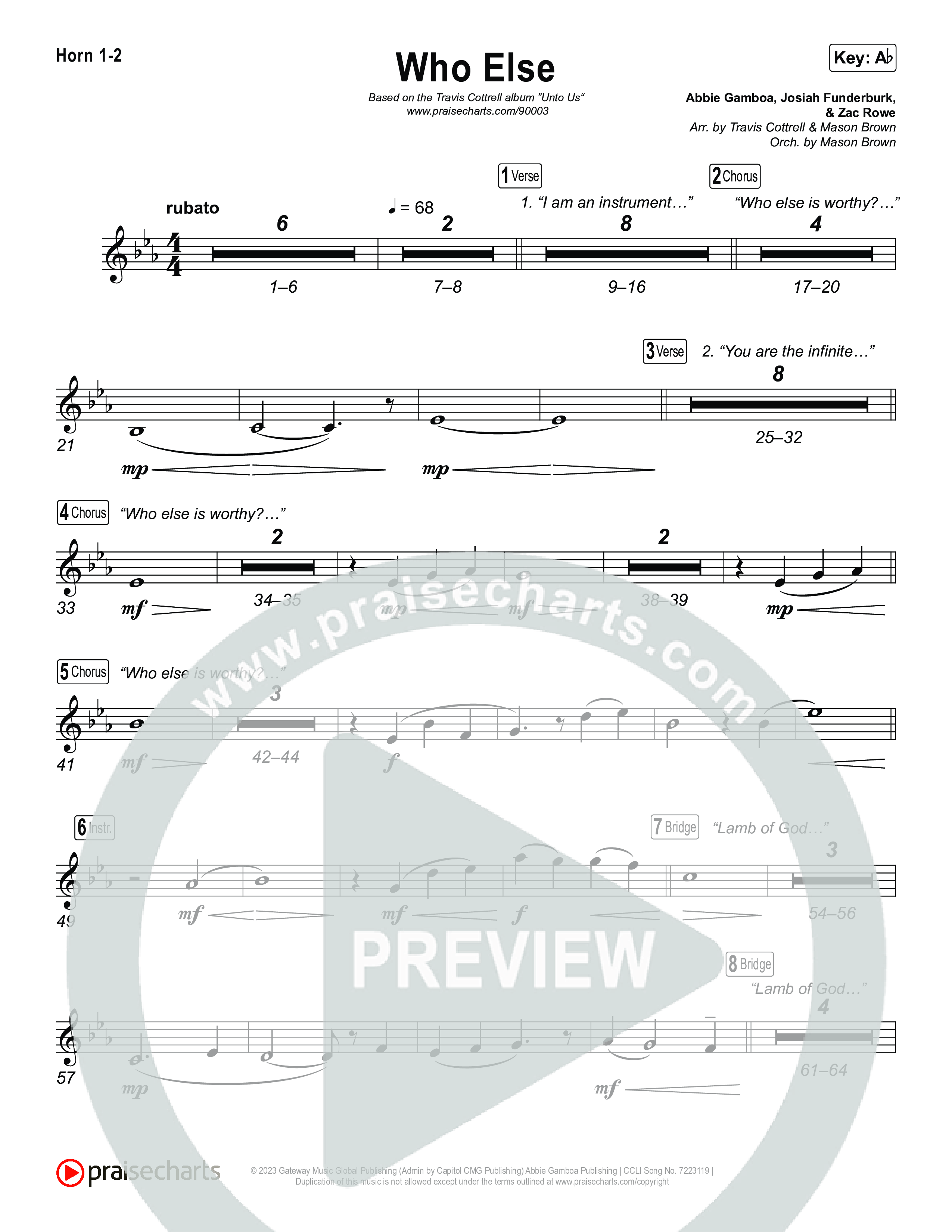 Who Else (Choral/SATB) Brass Pack (Brooke Voland / Arr. Travis Cottrell / Orch. Mason Brown)