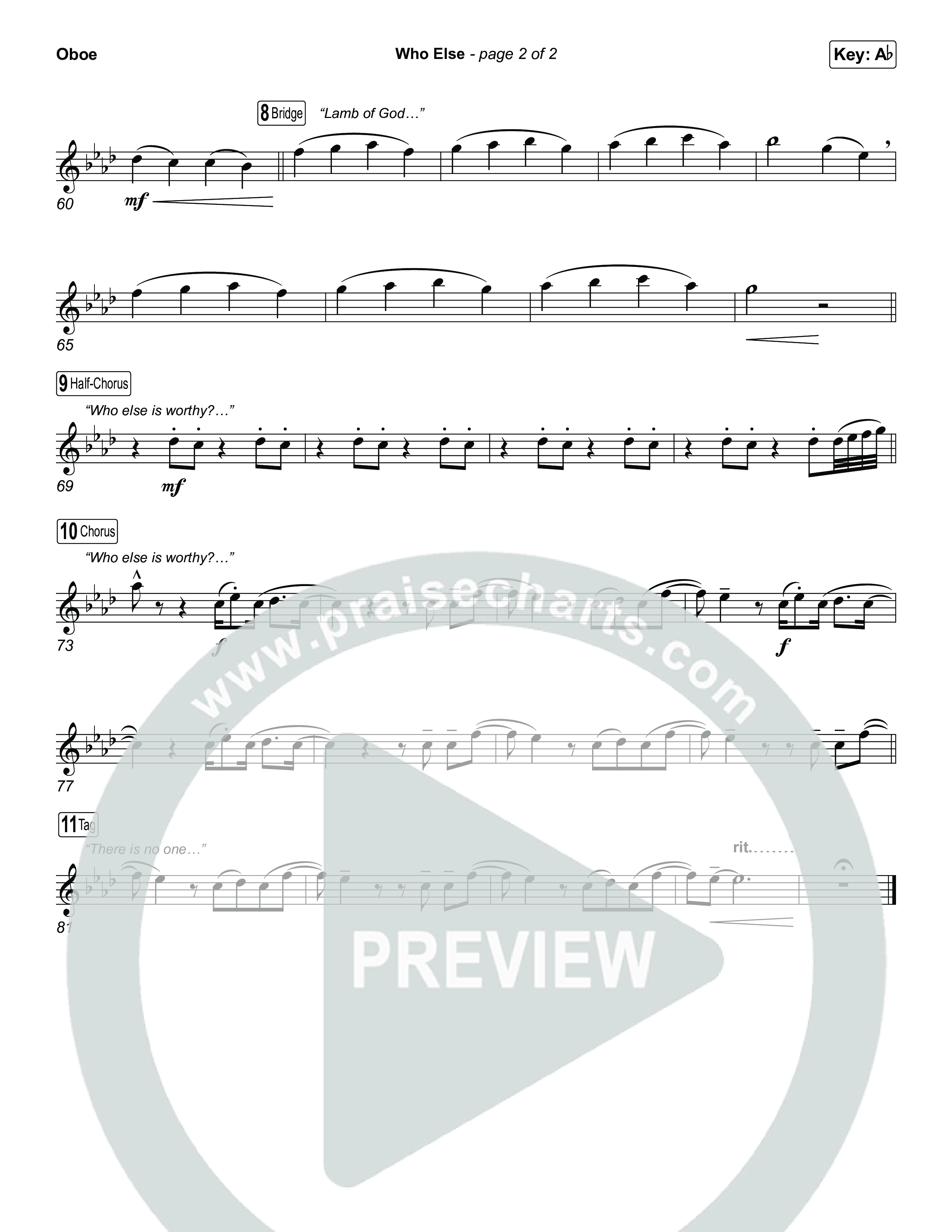 Who Else (Choral/SATB) Oboe (Brooke Voland / Arr. Travis Cottrell / Orch. Mason Brown)