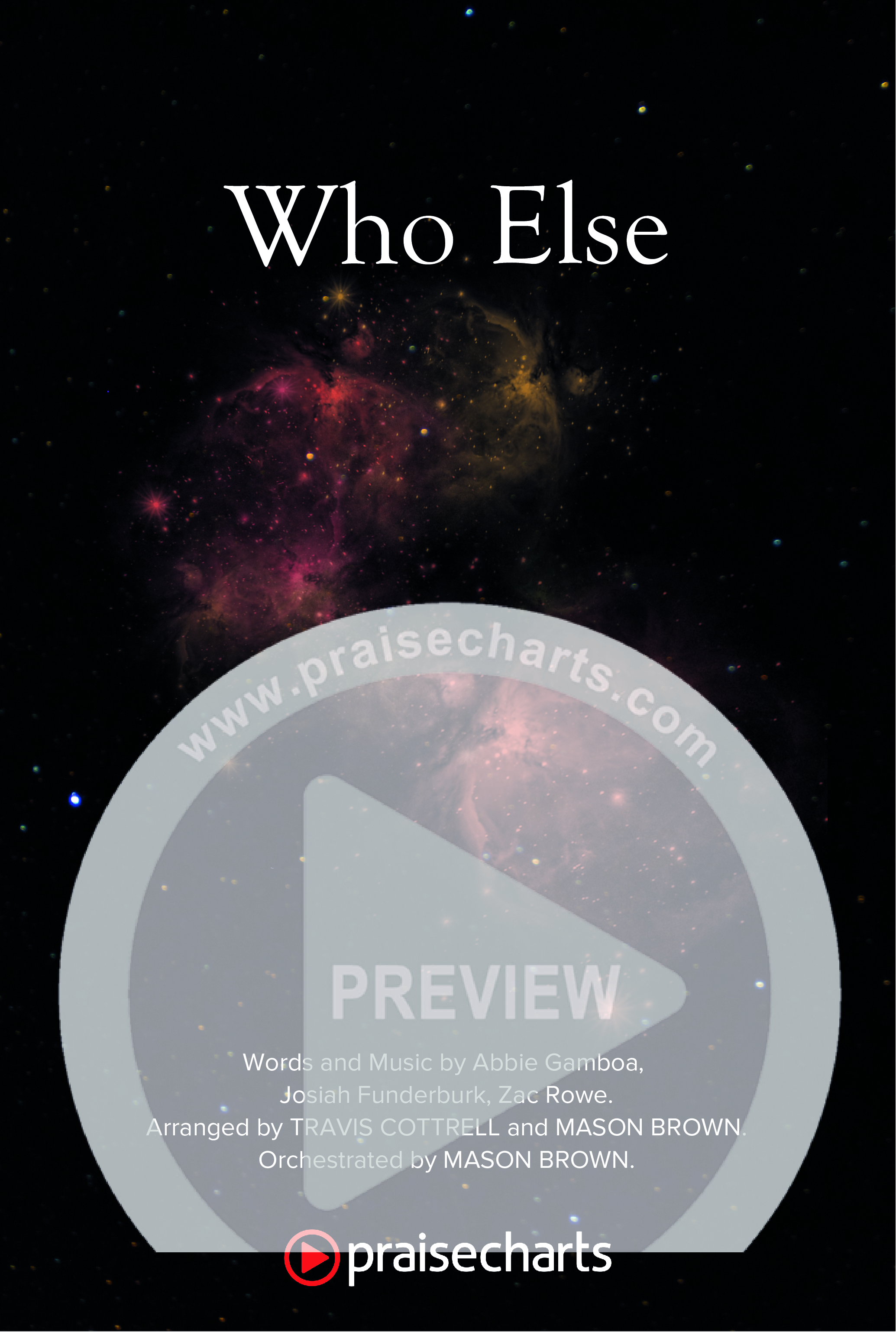 Who Else (Choral/SATB) Octavo Cover Sheet (Brooke Voland / Arr. Travis Cottrell / Orch. Mason Brown)