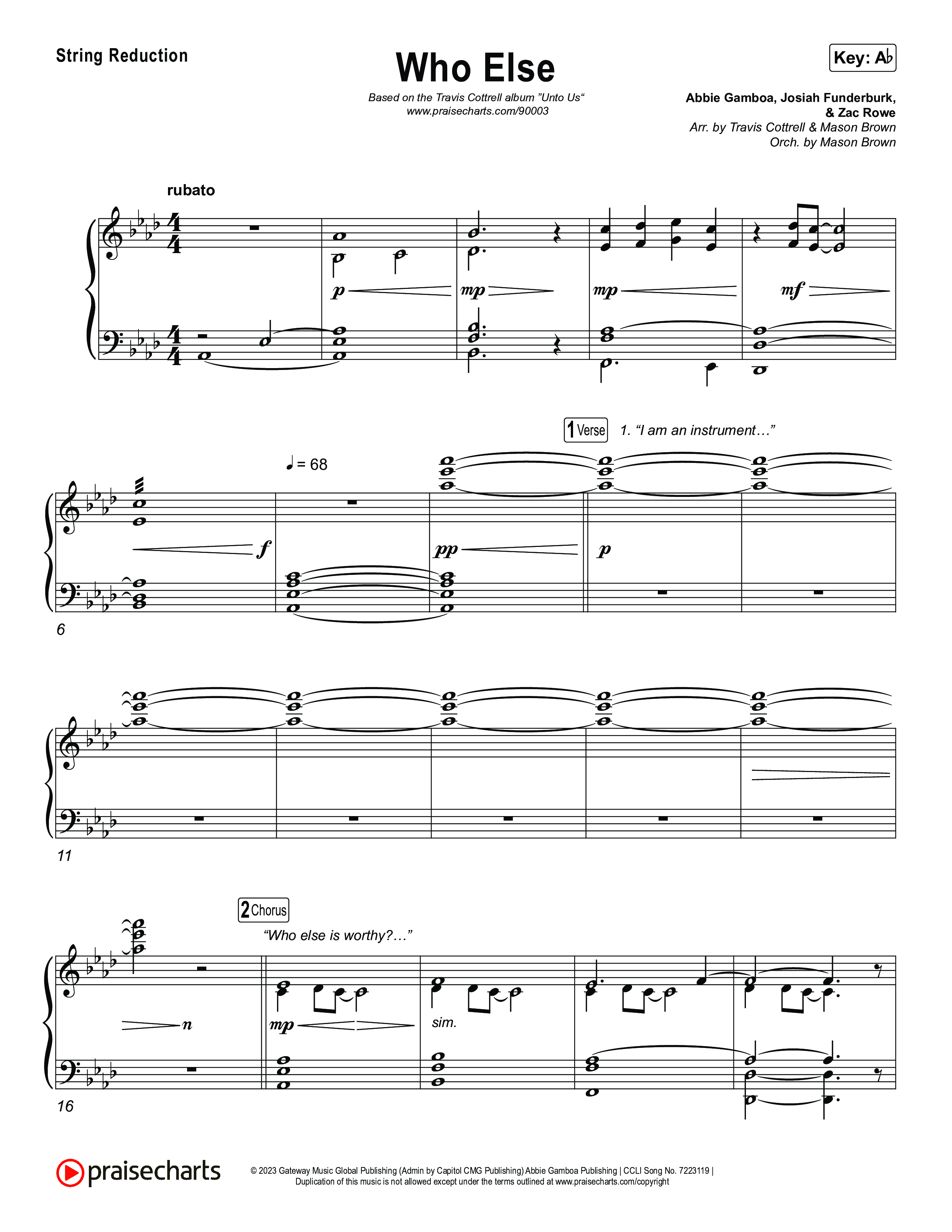 Who Else (Choral/SATB) String Reduction (Brooke Voland / Arr. Travis Cottrell / Orch. Mason Brown)