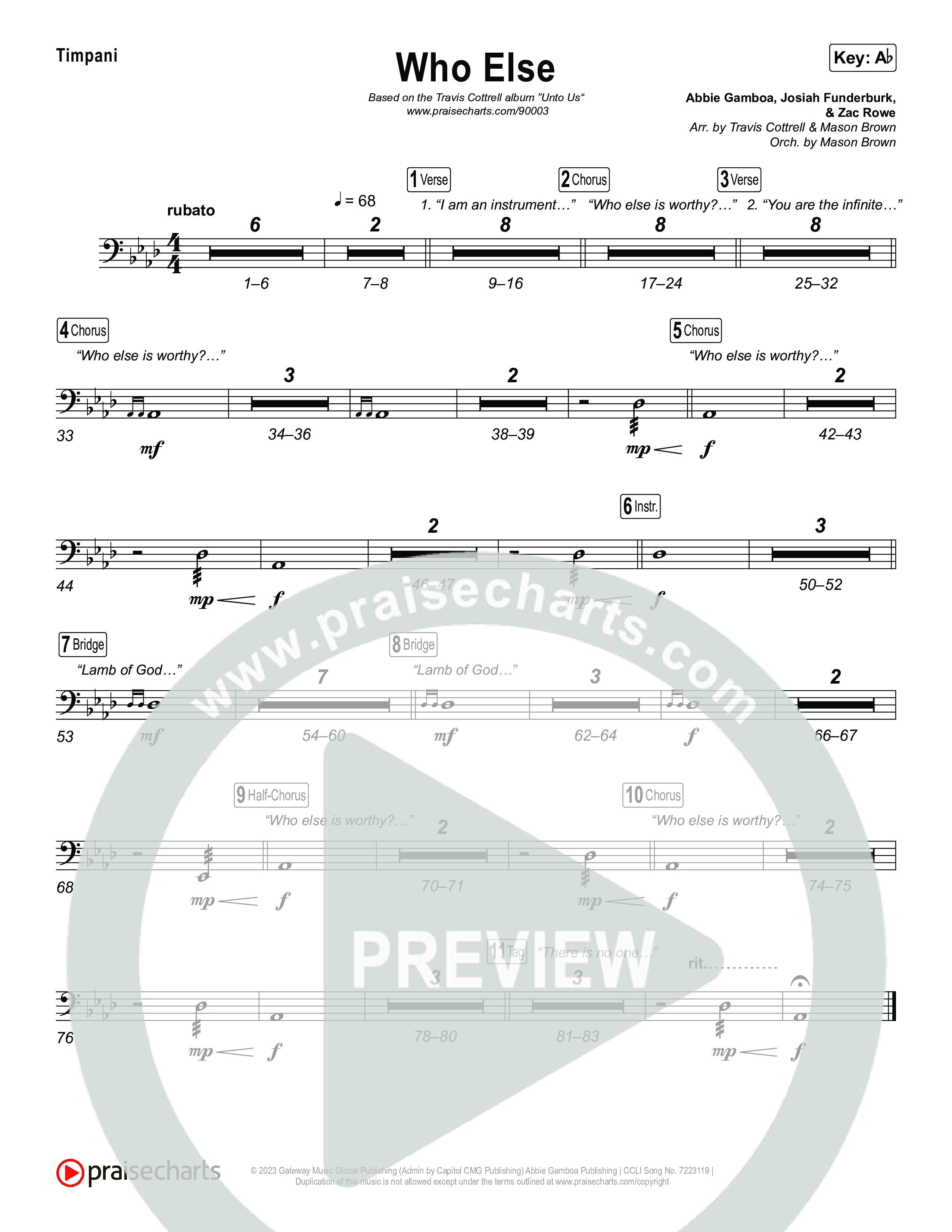 Who Else (Choral/SATB) Timpani (Brooke Voland / Arr. Travis Cottrell / Orch. Mason Brown)