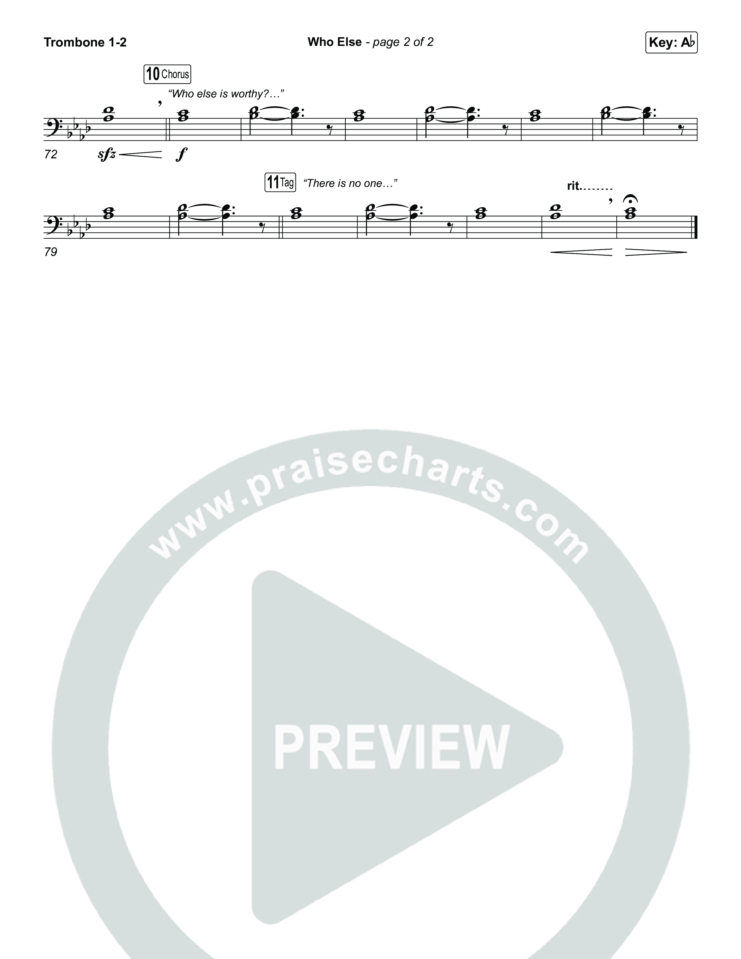 Who Else (Choral/SATB) Trombone 1,2 (Brooke Voland / Arr. Travis Cottrell / Orch. Mason Brown)