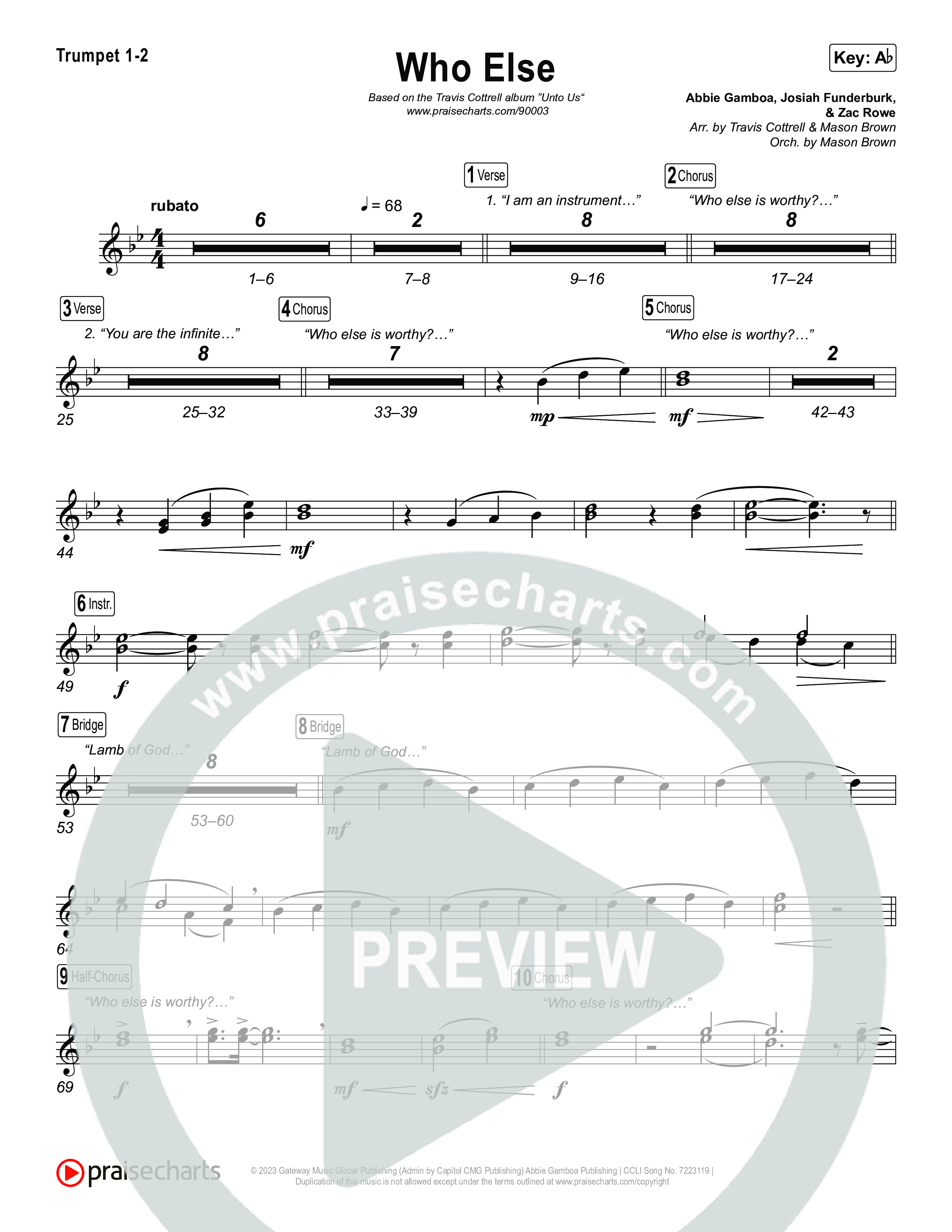 Who Else (Choral/SATB) Brass Pack (Brooke Voland / Arr. Travis Cottrell / Orch. Mason Brown)