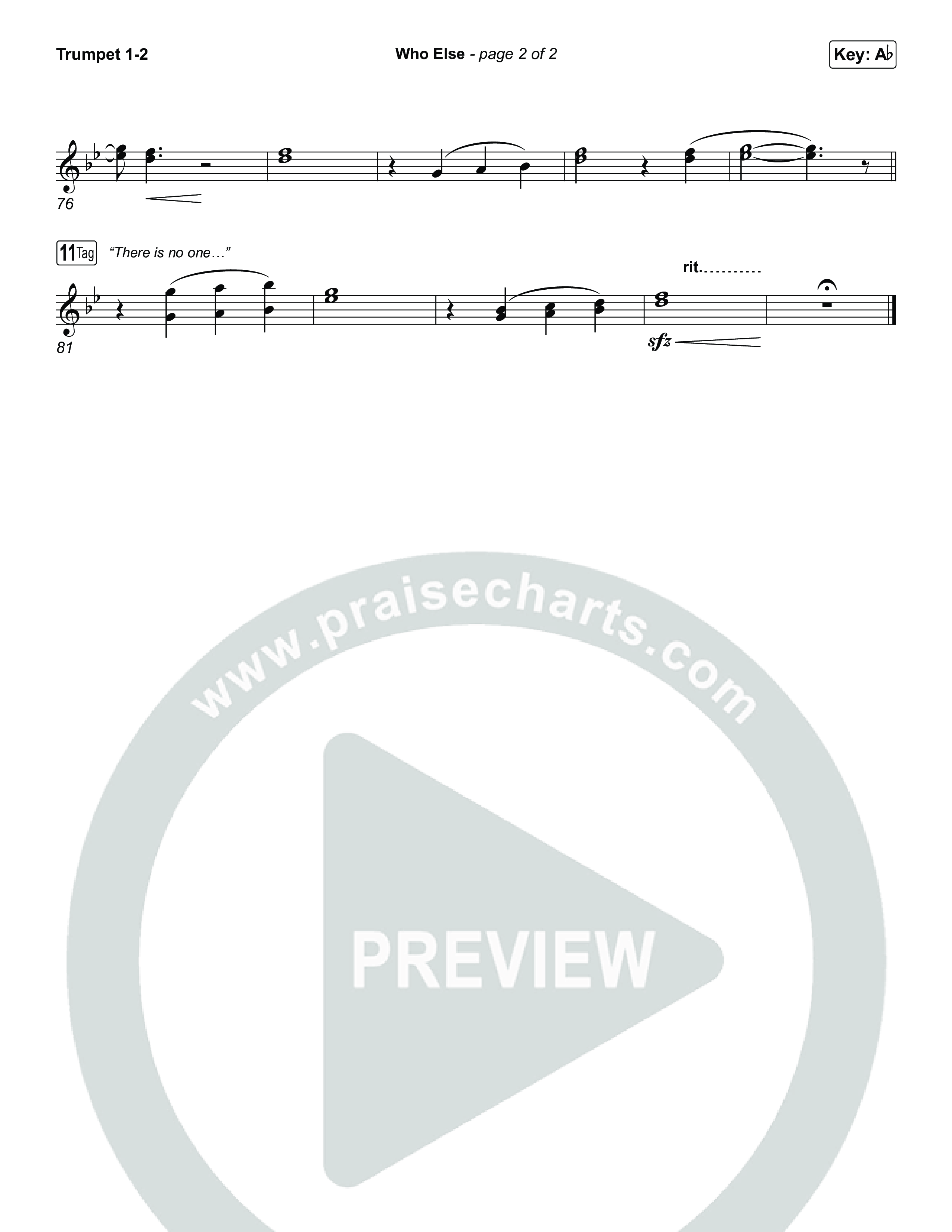 Who Else (Choral/SATB) Trumpet 1,2 (Brooke Voland / Arr. Travis Cottrell / Orch. Mason Brown)