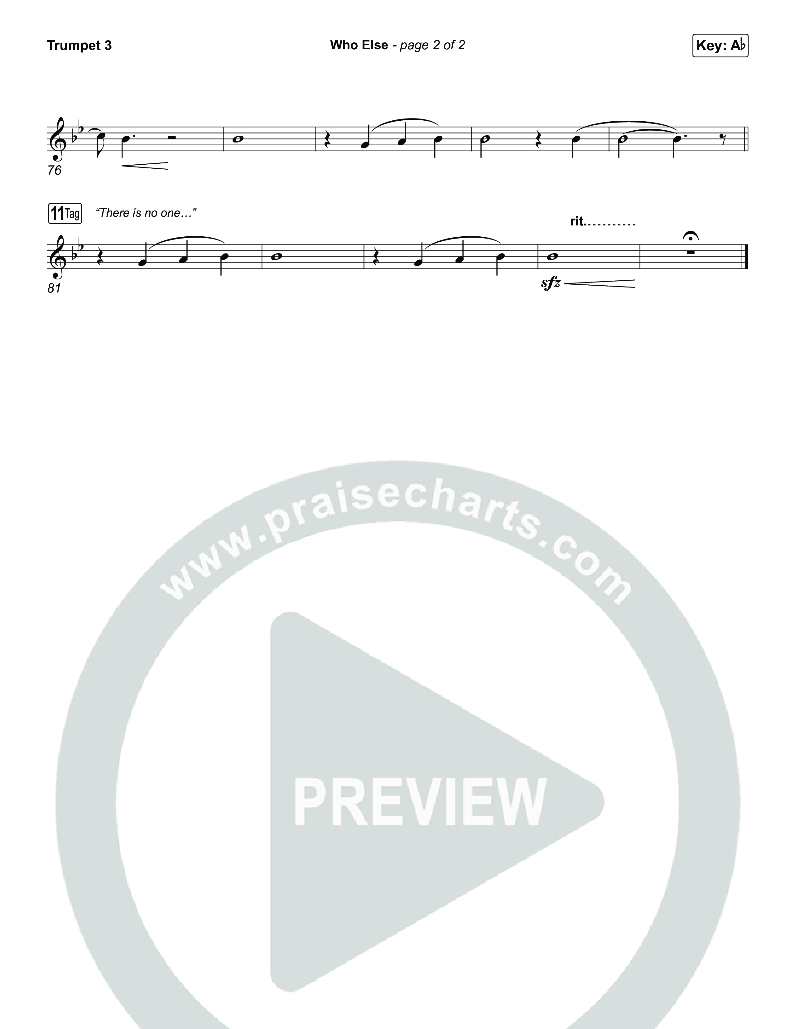 Who Else (Choral/SATB) Trumpet 3 (Brooke Voland / Arr. Travis Cottrell / Orch. Mason Brown)