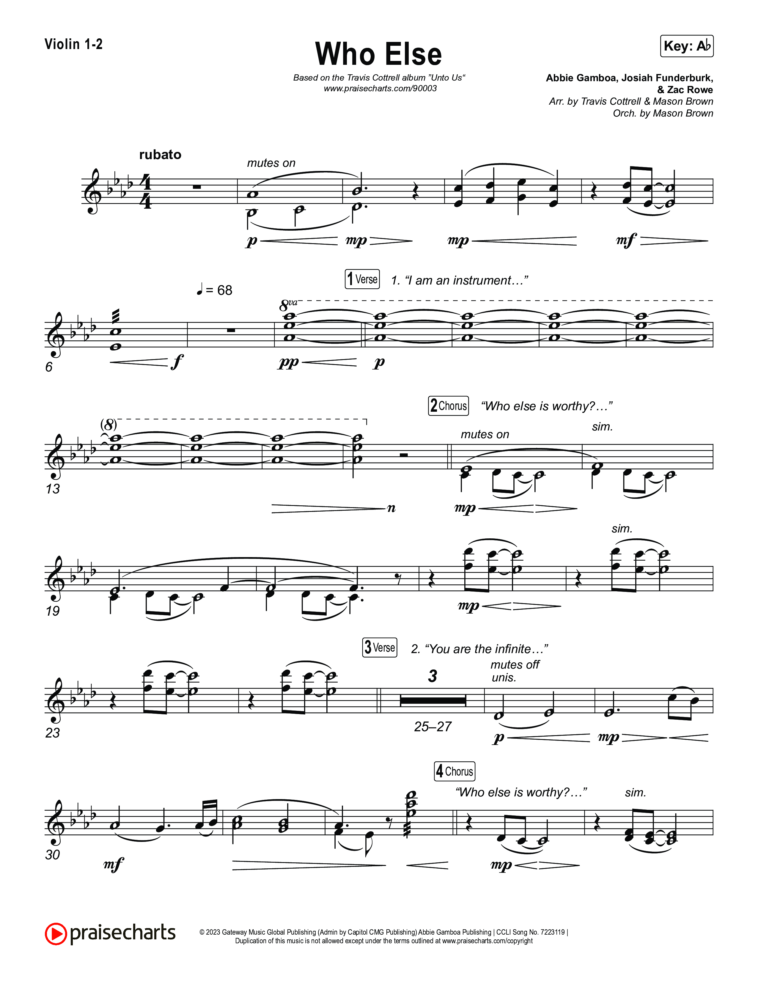 Who Else (Choral/SATB) String Pack (Brooke Voland / Arr. Travis Cottrell / Orch. Mason Brown)