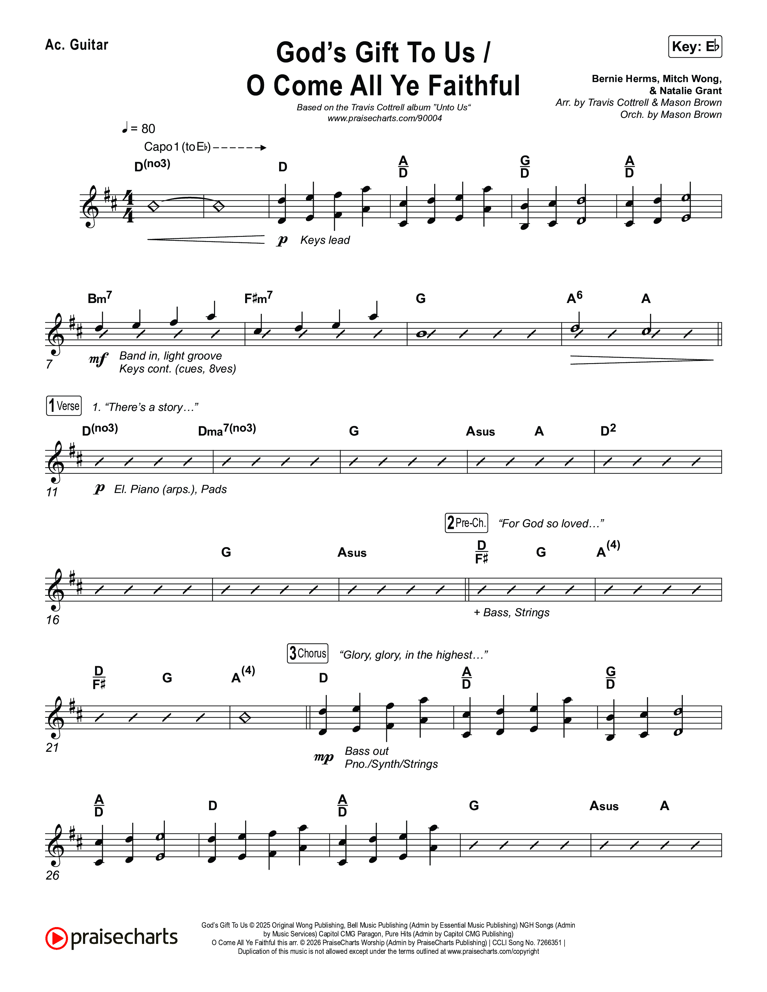 God's Gift To Us / O Come&nbsp;All Ye Faithful (Choral/SATB) Acoustic Guitar (Cheryl Stark / Arr. Travis Cottrell / Orch. Mason Brown)