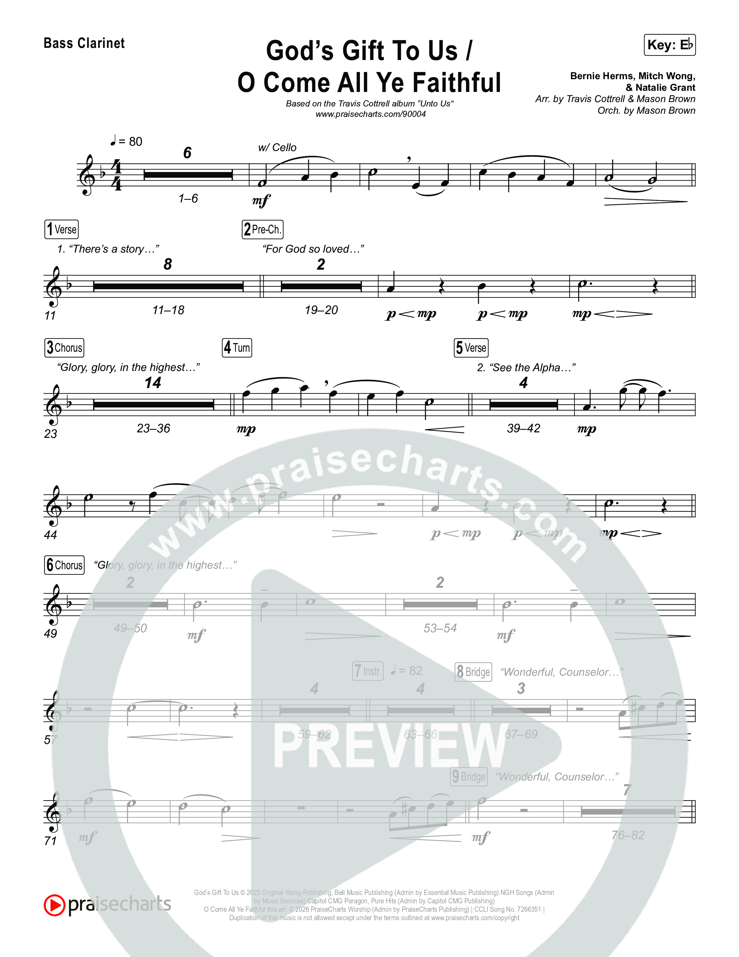 God's Gift To Us / O Come&nbsp;All Ye Faithful (Choral/SATB) Bass Clarinet (Cheryl Stark / Arr. Travis Cottrell / Orch. Mason Brown)