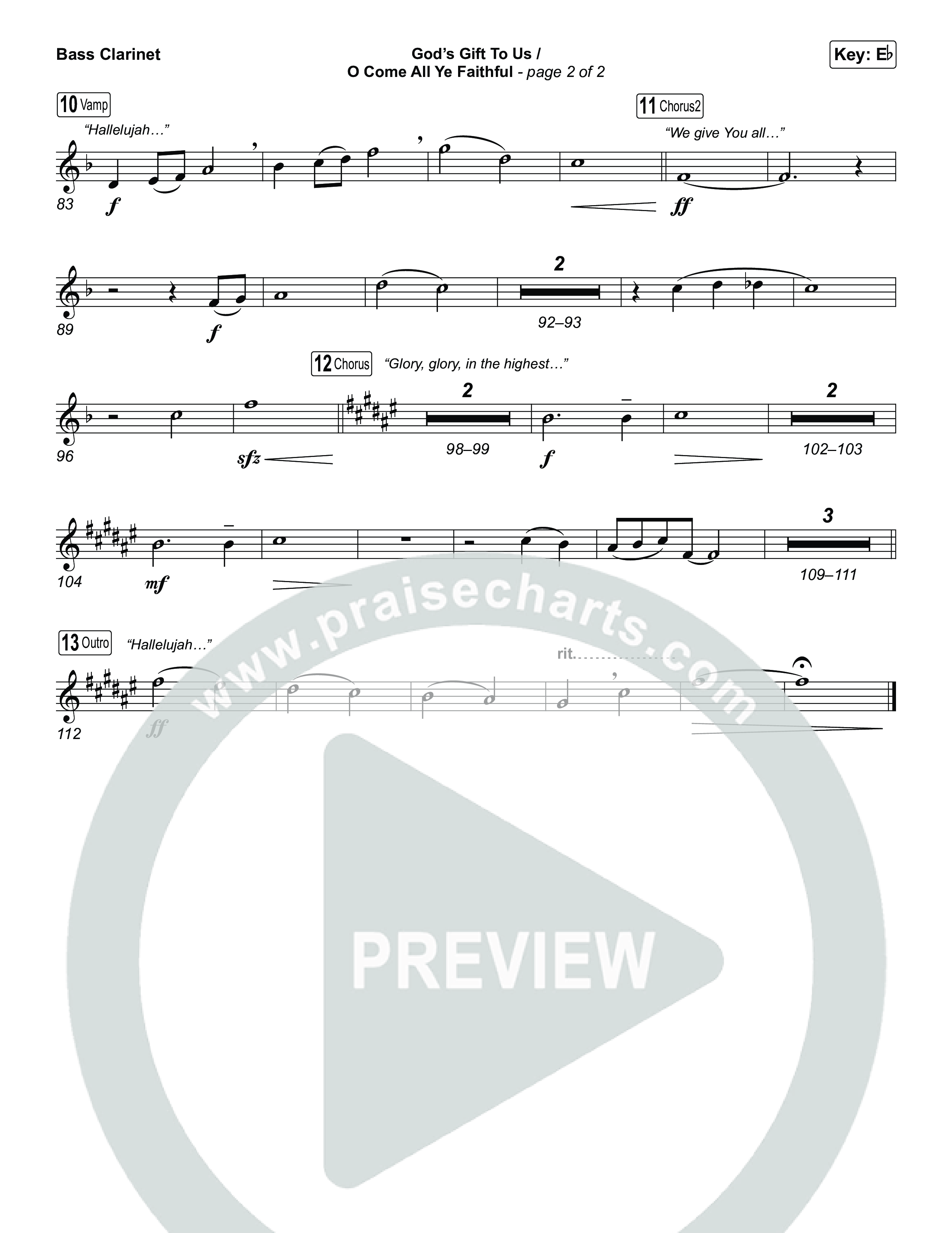 God's Gift To Us / O Come&nbsp;All Ye Faithful (Choral/SATB) Bass Clarinet (Cheryl Stark / Arr. Travis Cottrell / Orch. Mason Brown)