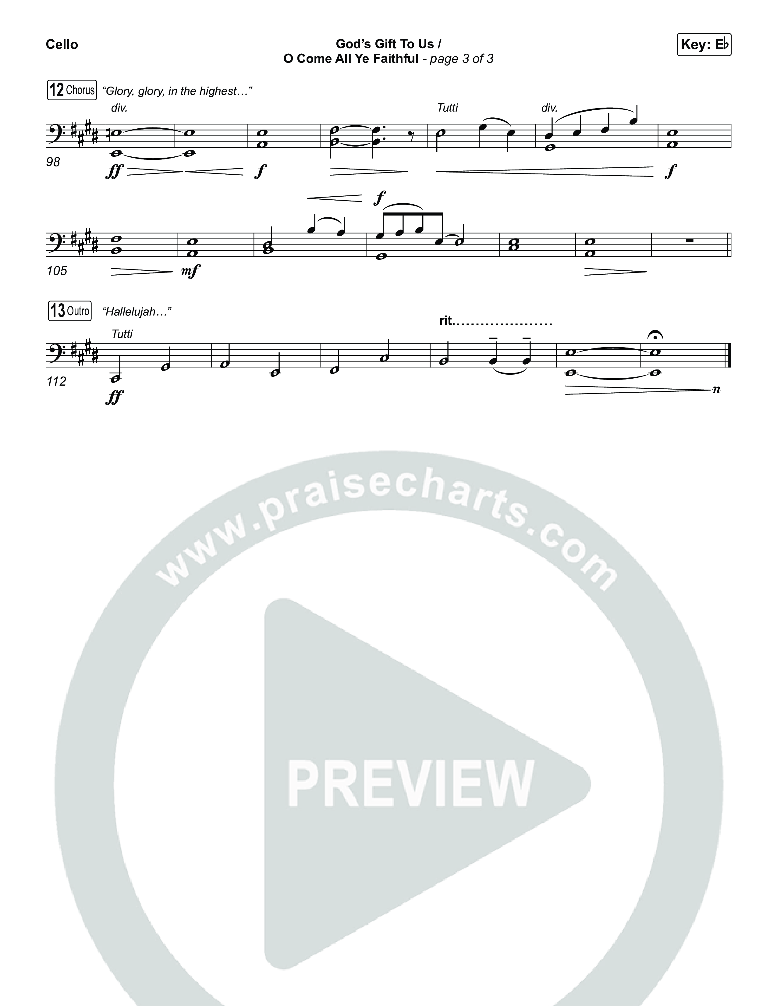 God's Gift To Us / O Come&nbsp;All Ye Faithful (Choral/SATB) Cello (Cheryl Stark / Arr. Travis Cottrell / Orch. Mason Brown)