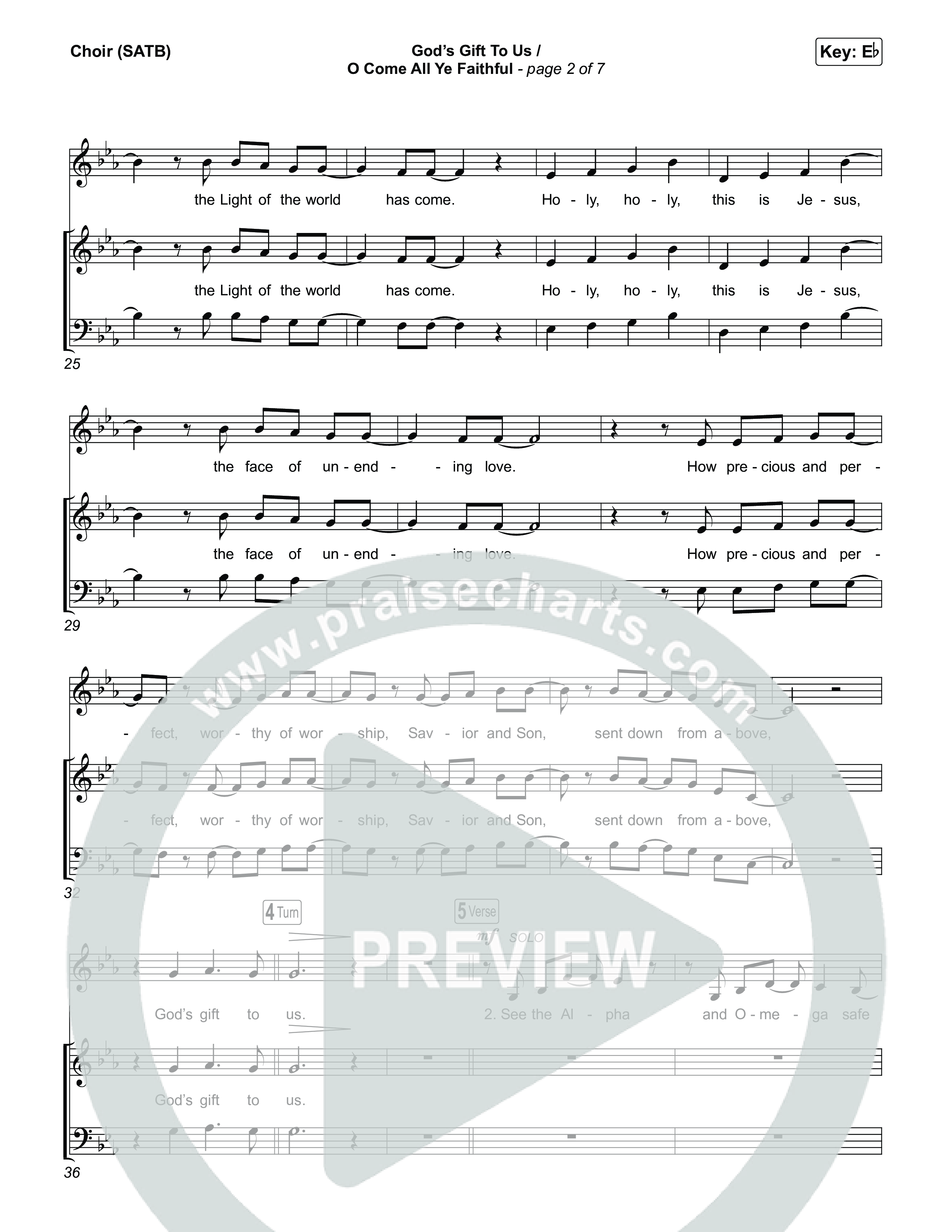 God's Gift To Us / O Come&nbsp;All Ye Faithful (Choral/SATB) Choir Sheet (SATB) (Cheryl Stark / Arr. Travis Cottrell / Orch. Mason Brown)