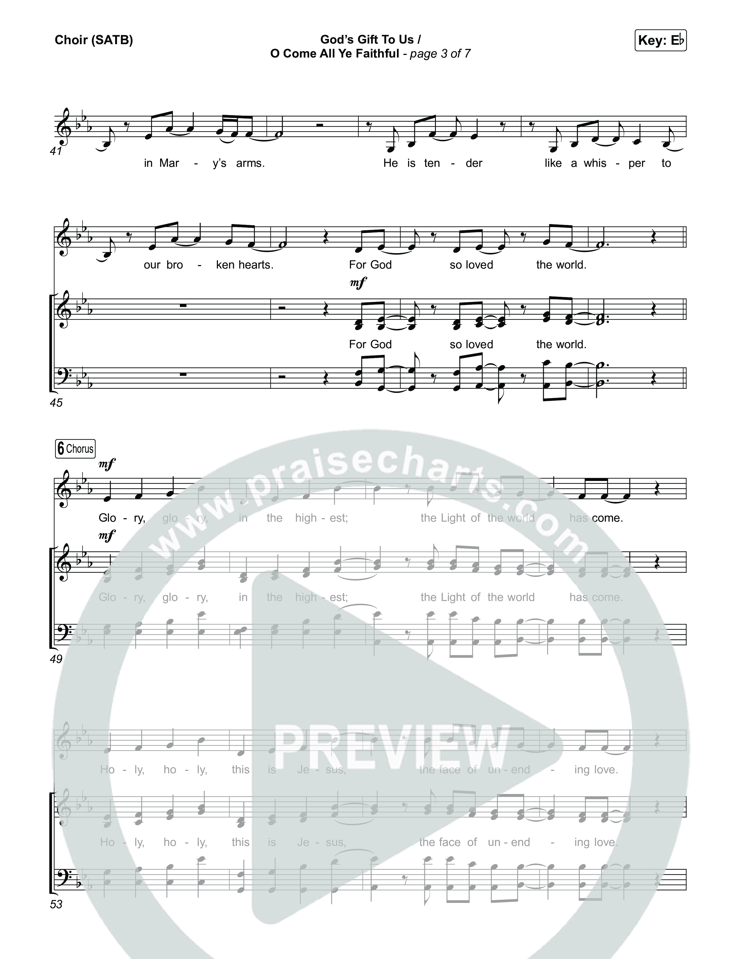 God's Gift To Us / O Come&nbsp;All Ye Faithful (Choral/SATB) Choir Sheet (SATB) (Cheryl Stark / Arr. Travis Cottrell / Orch. Mason Brown)