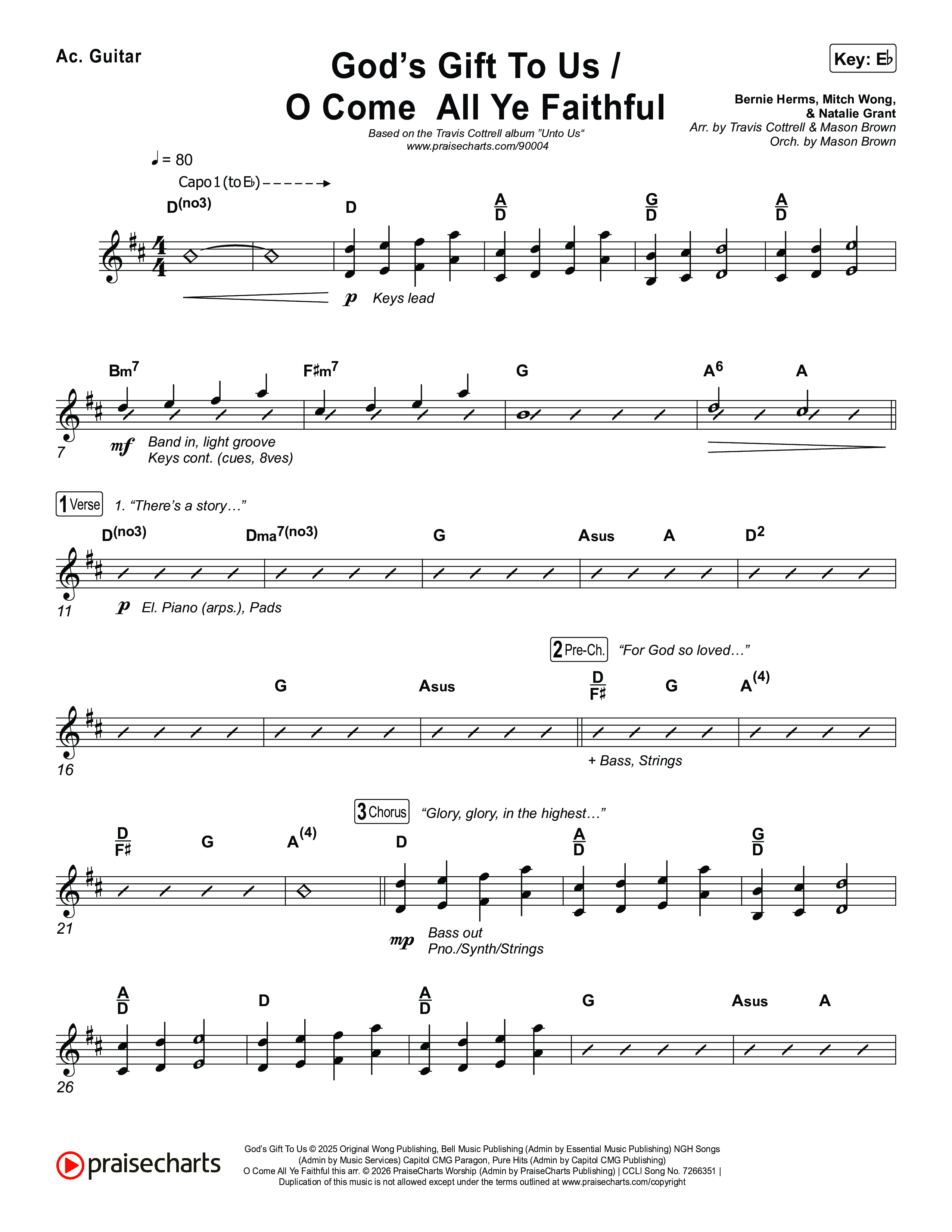 God's Gift To Us / O Come All Ye Faithful (Choral/SATB) Acoustic Guitar (Cheryl Stark / Arr. Travis Cottrell / Orch. Mason Brown)