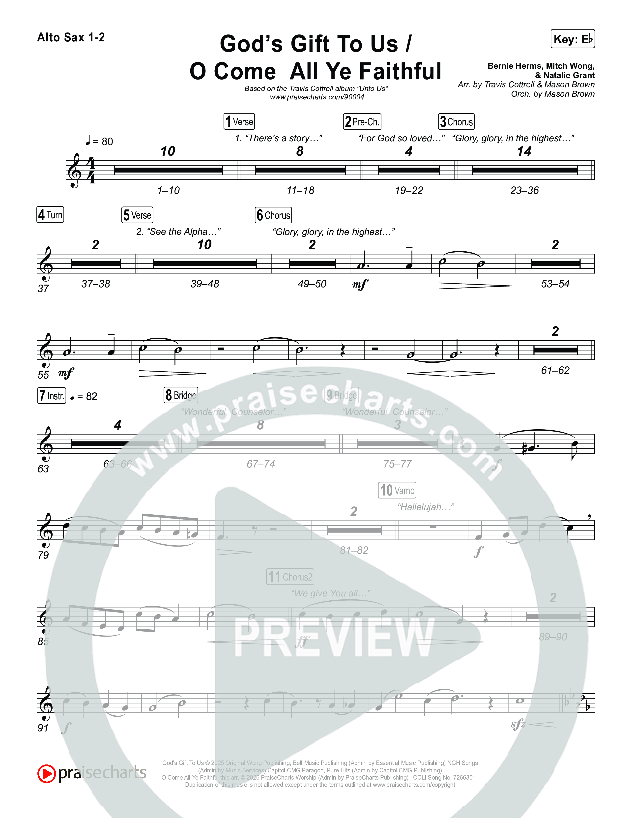 God's Gift To Us / O Come&nbsp;All Ye Faithful (Choral/SATB) Sax Pack (Cheryl Stark / Arr. Travis Cottrell / Orch. Mason Brown)