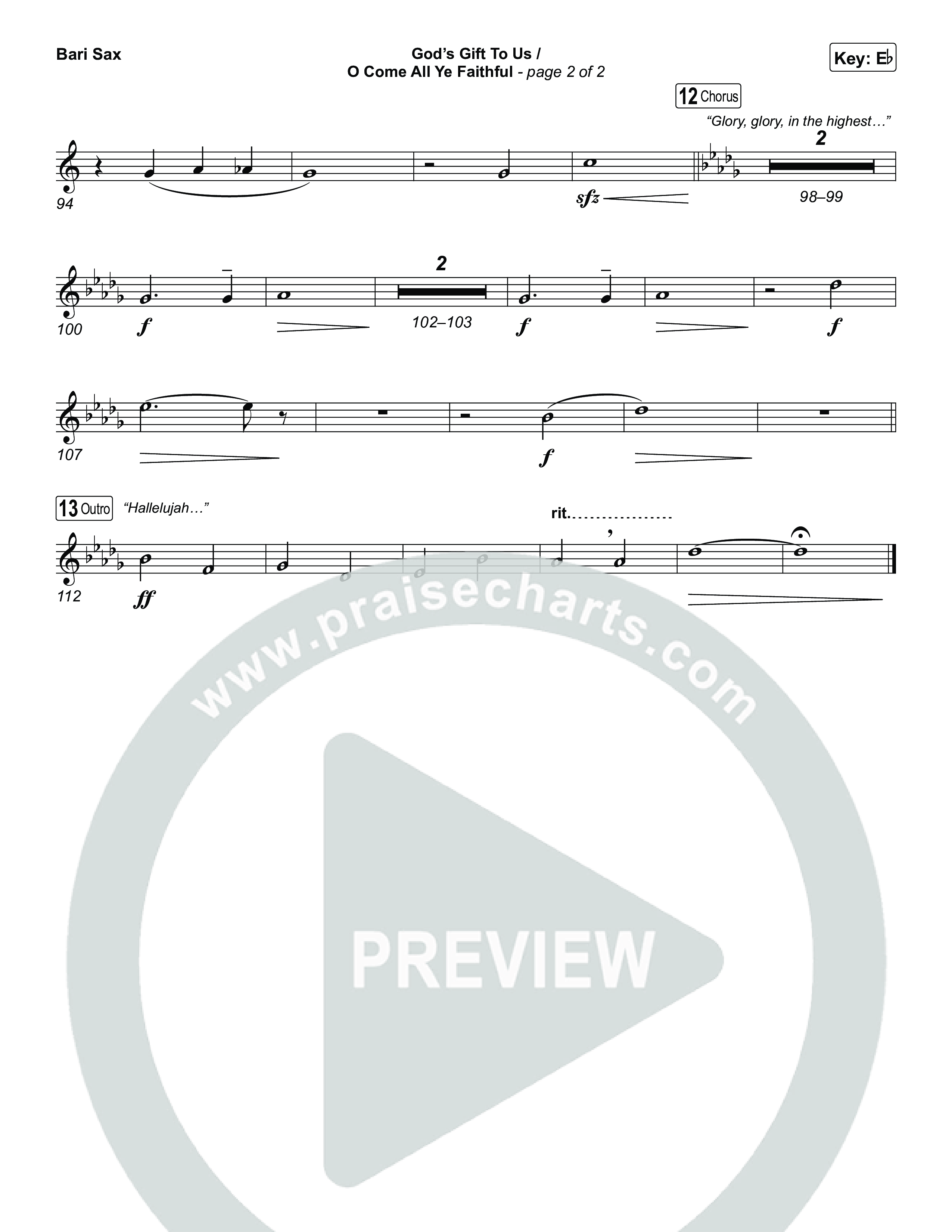 God's Gift To Us / O Come All Ye Faithful (Choral/SATB) Bari Sax (Cheryl Stark / Arr. Travis Cottrell / Orch. Mason Brown)