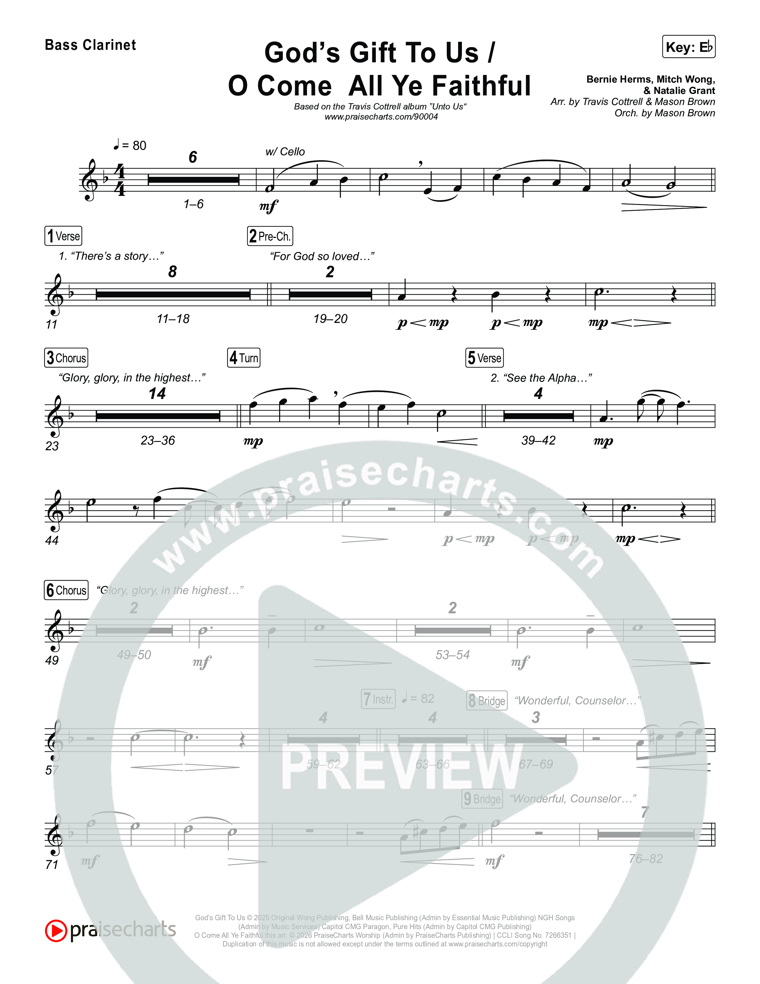 God's Gift To Us / O Come All Ye Faithful (Choral/SATB) Clarinet 1,2 (Cheryl Stark / Arr. Travis Cottrell / Orch. Mason Brown)