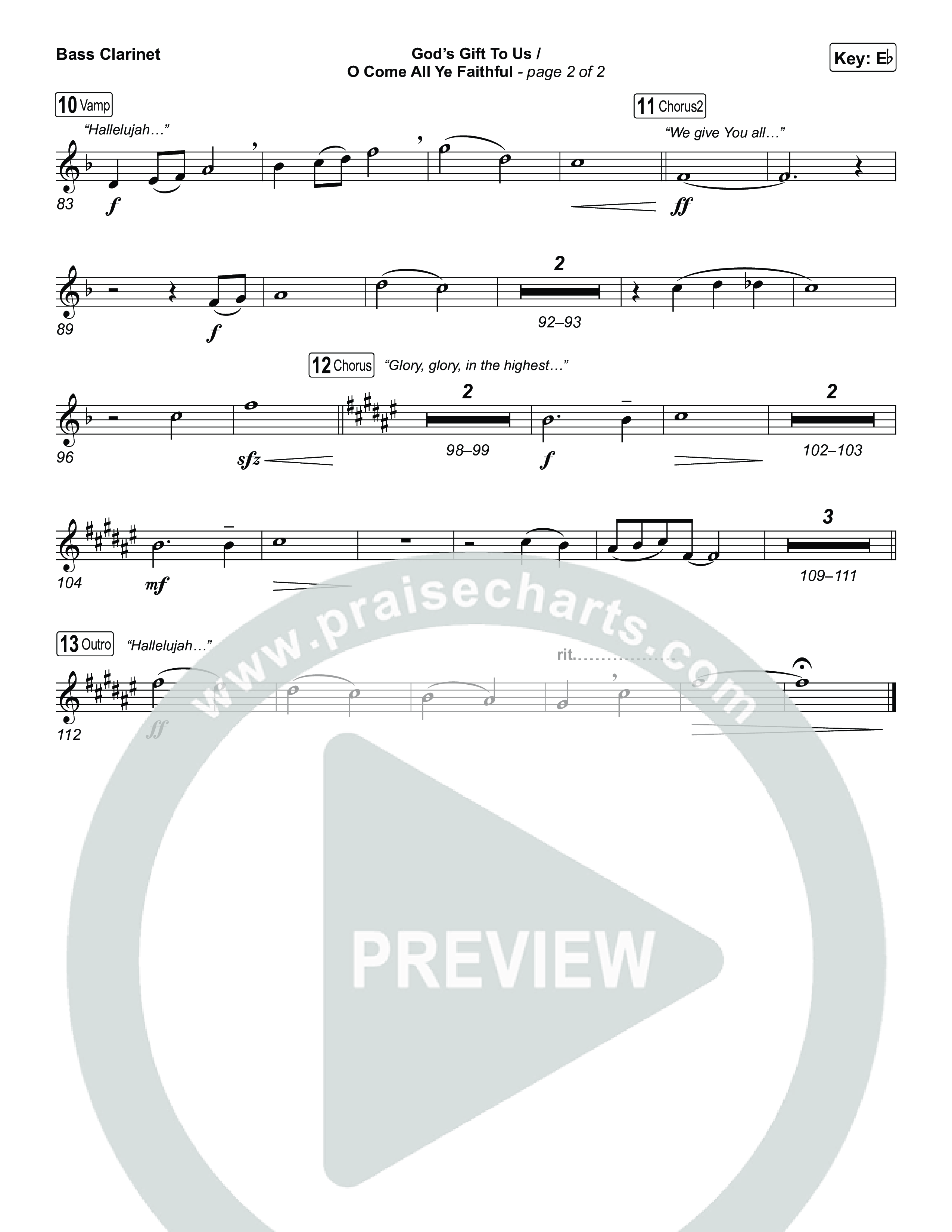 God's Gift To Us / O Come&nbsp;All Ye Faithful (Choral/SATB) Bass Clarinet (Cheryl Stark / Arr. Travis Cottrell / Orch. Mason Brown)