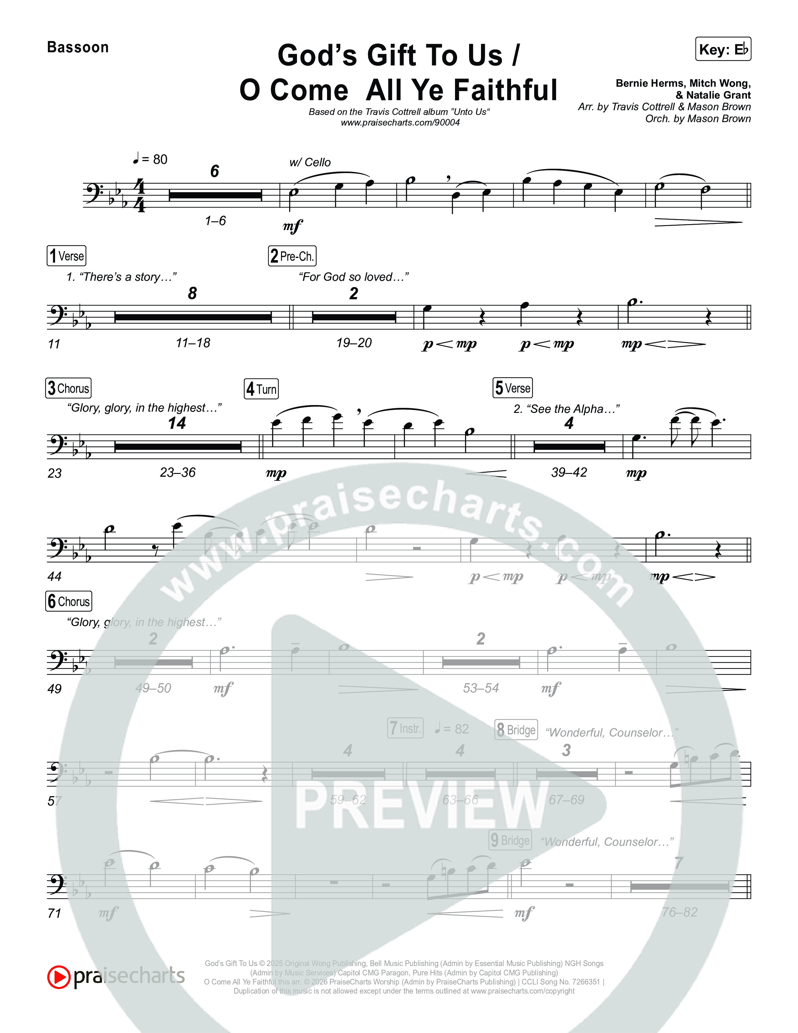 God's Gift To Us / O Come&nbsp;All Ye Faithful (Choral/SATB) Bassoon (Cheryl Stark / Arr. Travis Cottrell / Orch. Mason Brown)