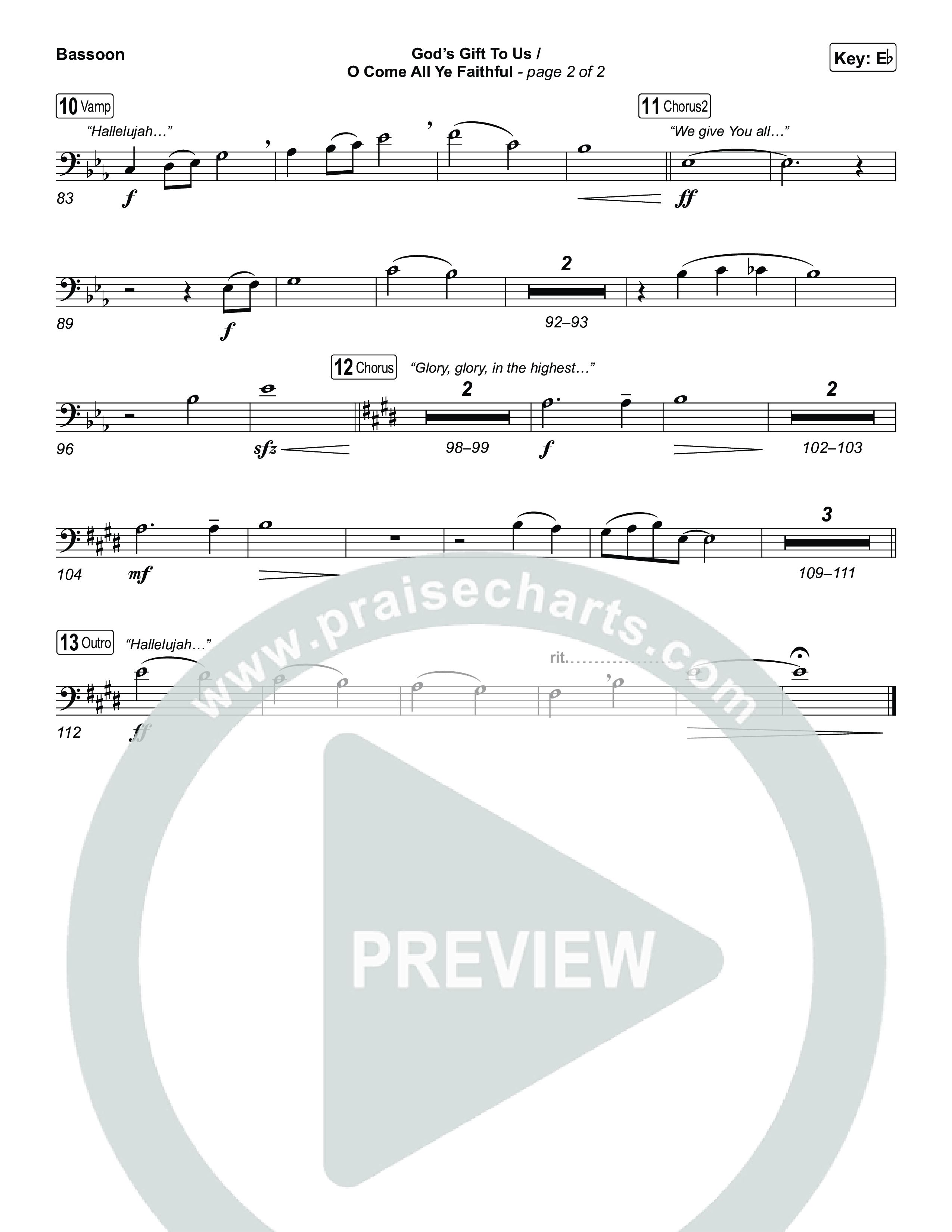 God's Gift To Us / O Come&nbsp;All Ye Faithful (Choral/SATB) Bassoon (Cheryl Stark / Arr. Travis Cottrell / Orch. Mason Brown)