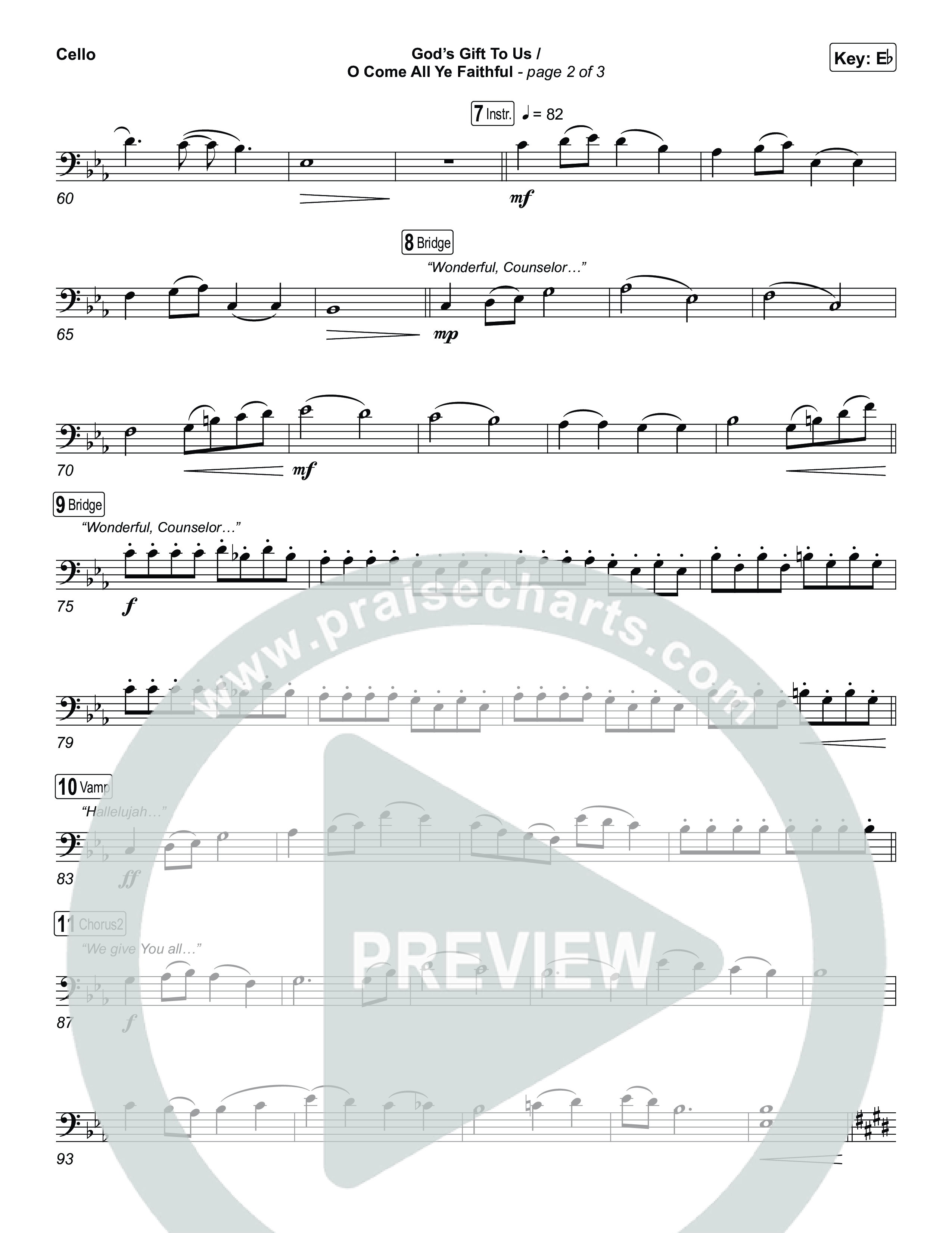 God's Gift To Us / O Come&nbsp;All Ye Faithful (Choral/SATB) Cello (Cheryl Stark / Arr. Travis Cottrell / Orch. Mason Brown)