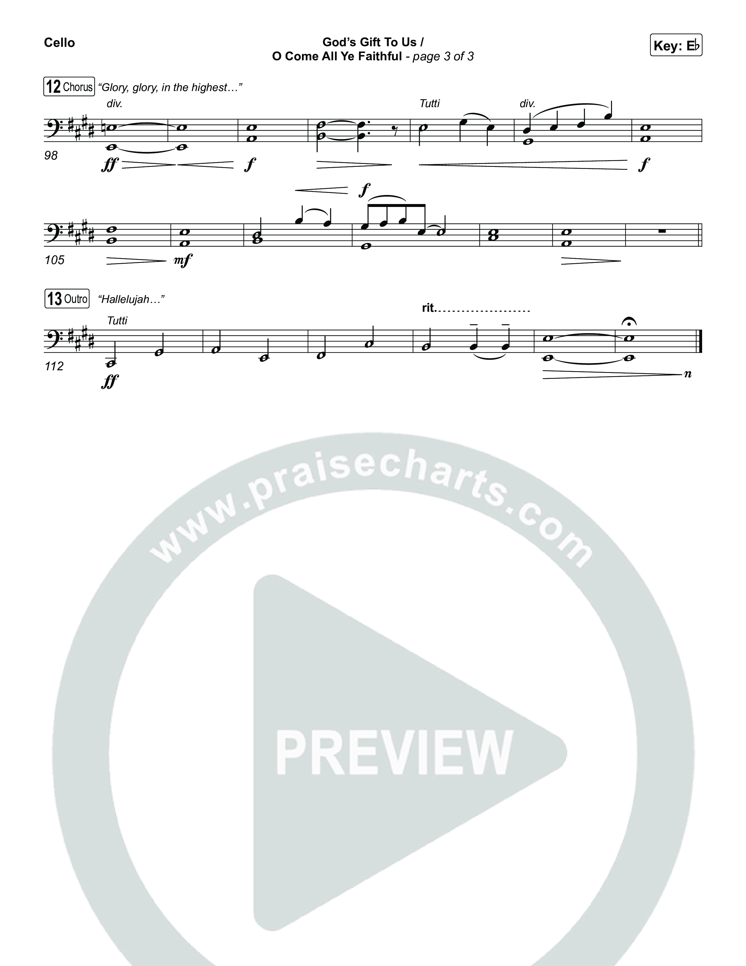 God's Gift To Us / O Come&nbsp;All Ye Faithful (Choral/SATB) Cello (Cheryl Stark / Arr. Travis Cottrell / Orch. Mason Brown)
