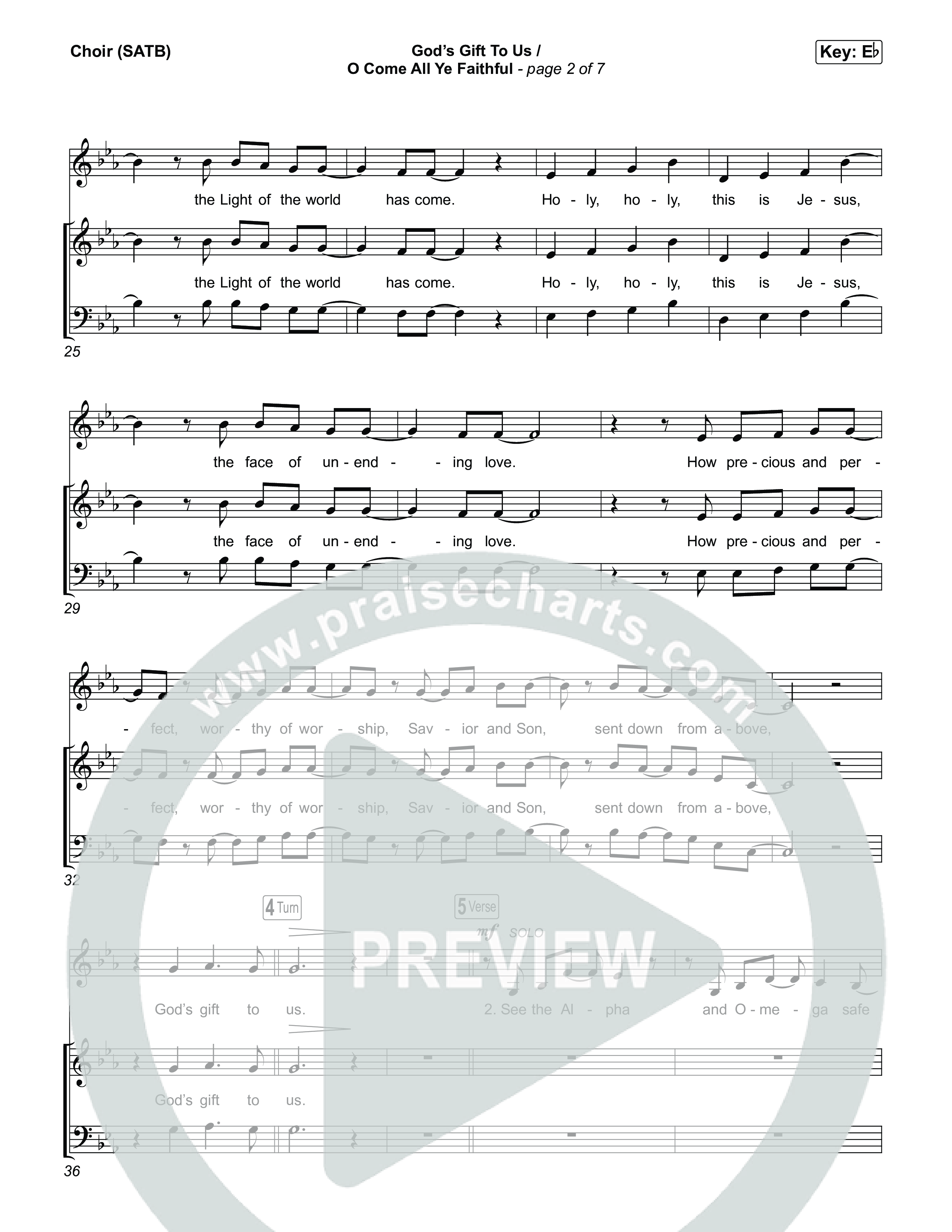 God's Gift To Us / O Come&nbsp;All Ye Faithful (Choral/SATB) Choir Sheet (SATB) (Cheryl Stark / Arr. Travis Cottrell / Orch. Mason Brown)