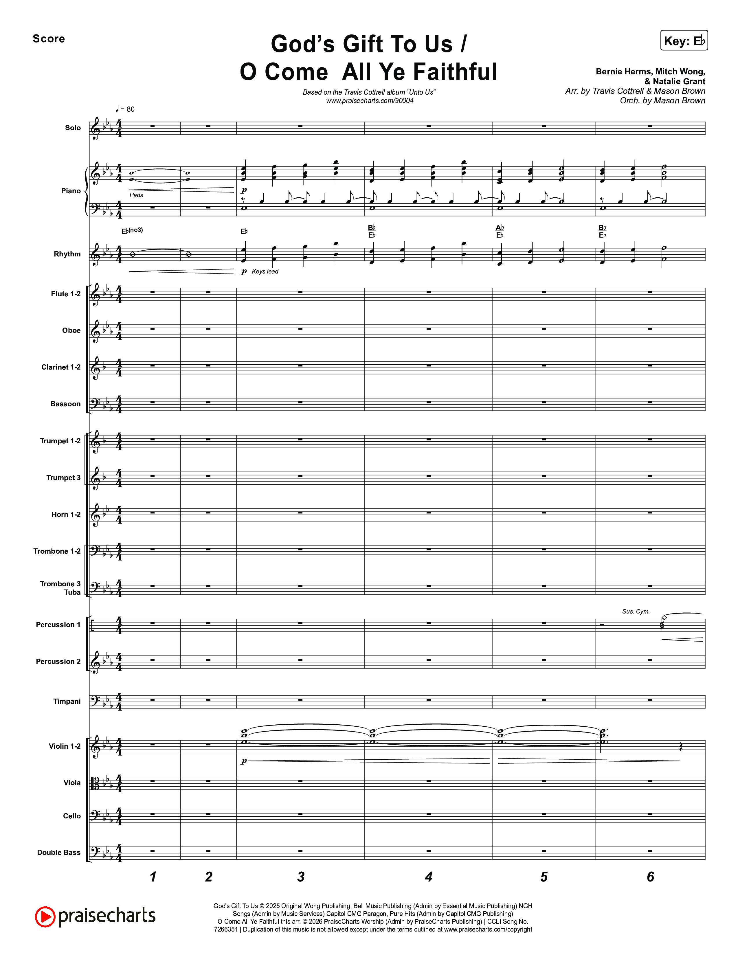 God's Gift To Us / O Come All Ye Faithful (Choral/SATB) Orchestration (Cheryl Stark / Arr. Travis Cottrell / Orch. Mason Brown)