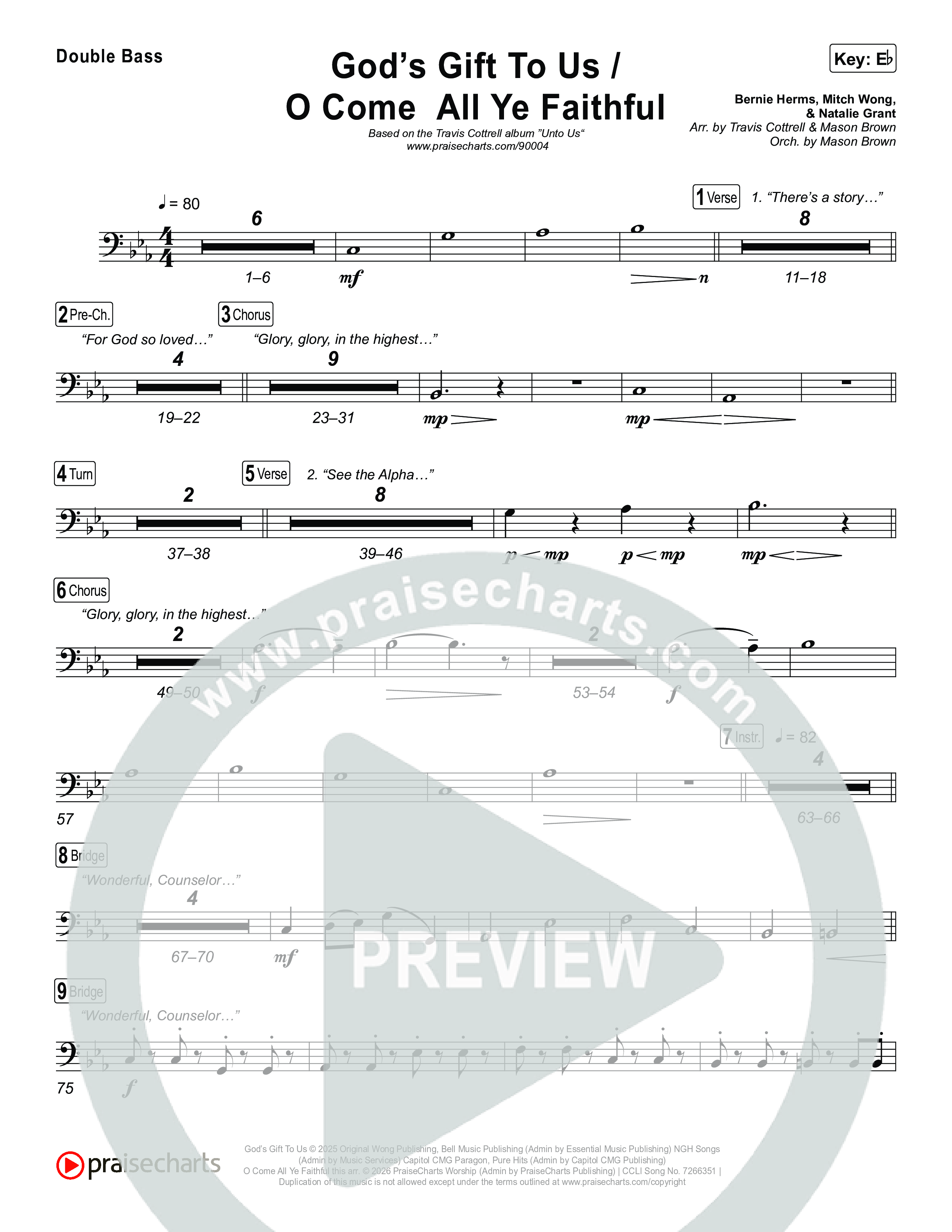 God's Gift To Us / O Come&nbsp;All Ye Faithful (Choral/SATB) String Bass (Cheryl Stark / Arr. Travis Cottrell / Orch. Mason Brown)