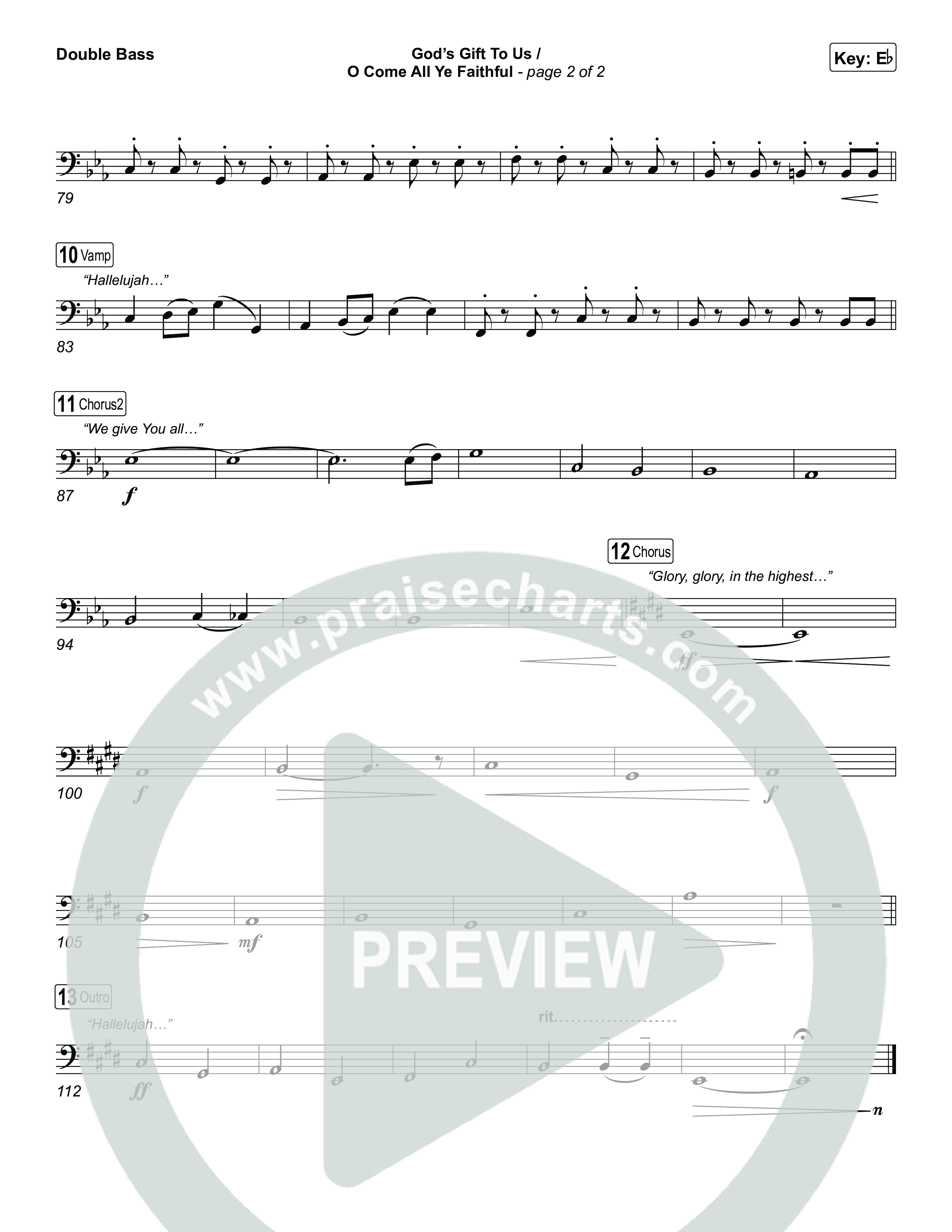 God's Gift To Us / O Come&nbsp;All Ye Faithful (Choral/SATB) String Bass (Cheryl Stark / Arr. Travis Cottrell / Orch. Mason Brown)