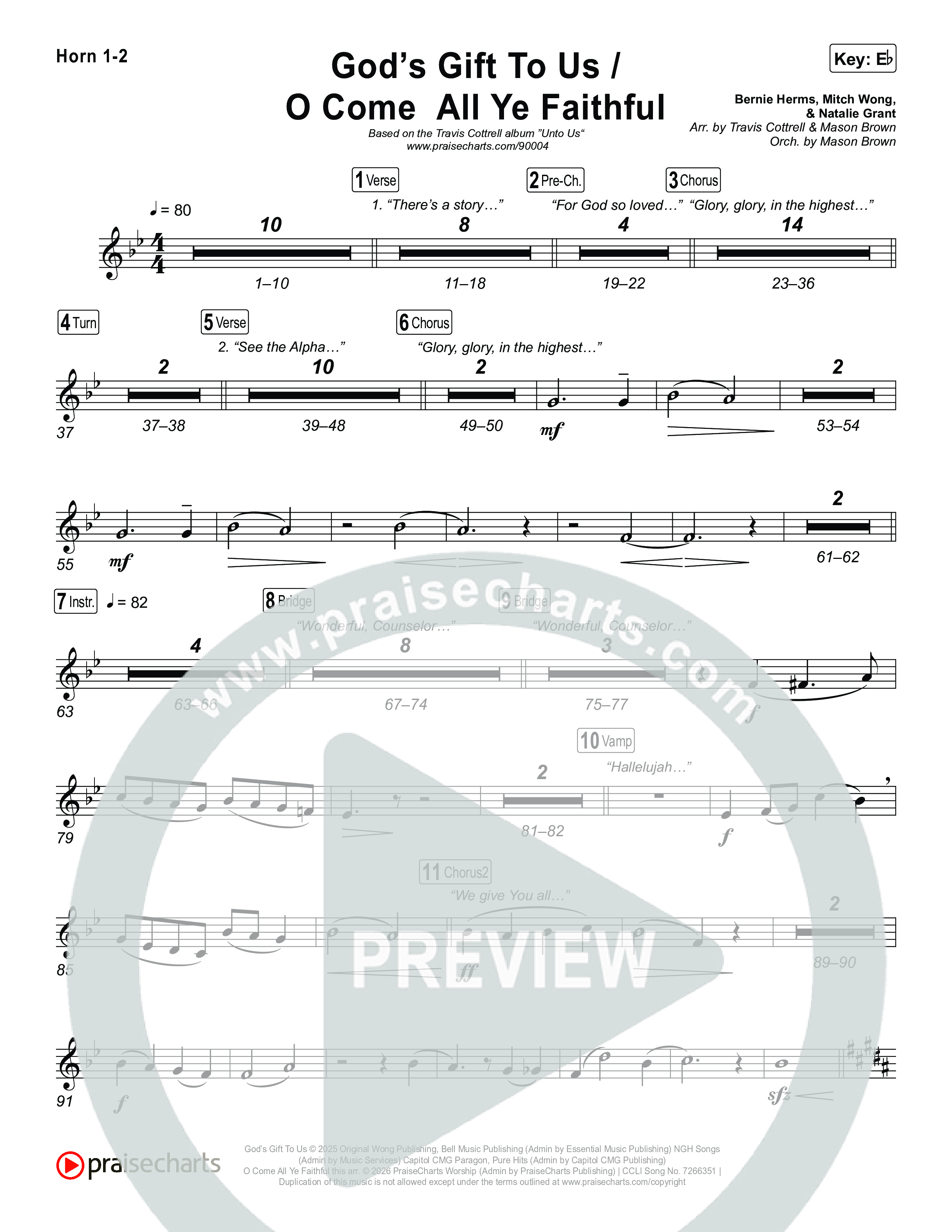 God's Gift To Us / O Come&nbsp;All Ye Faithful (Choral/SATB) Brass Pack (Cheryl Stark / Arr. Travis Cottrell / Orch. Mason Brown)