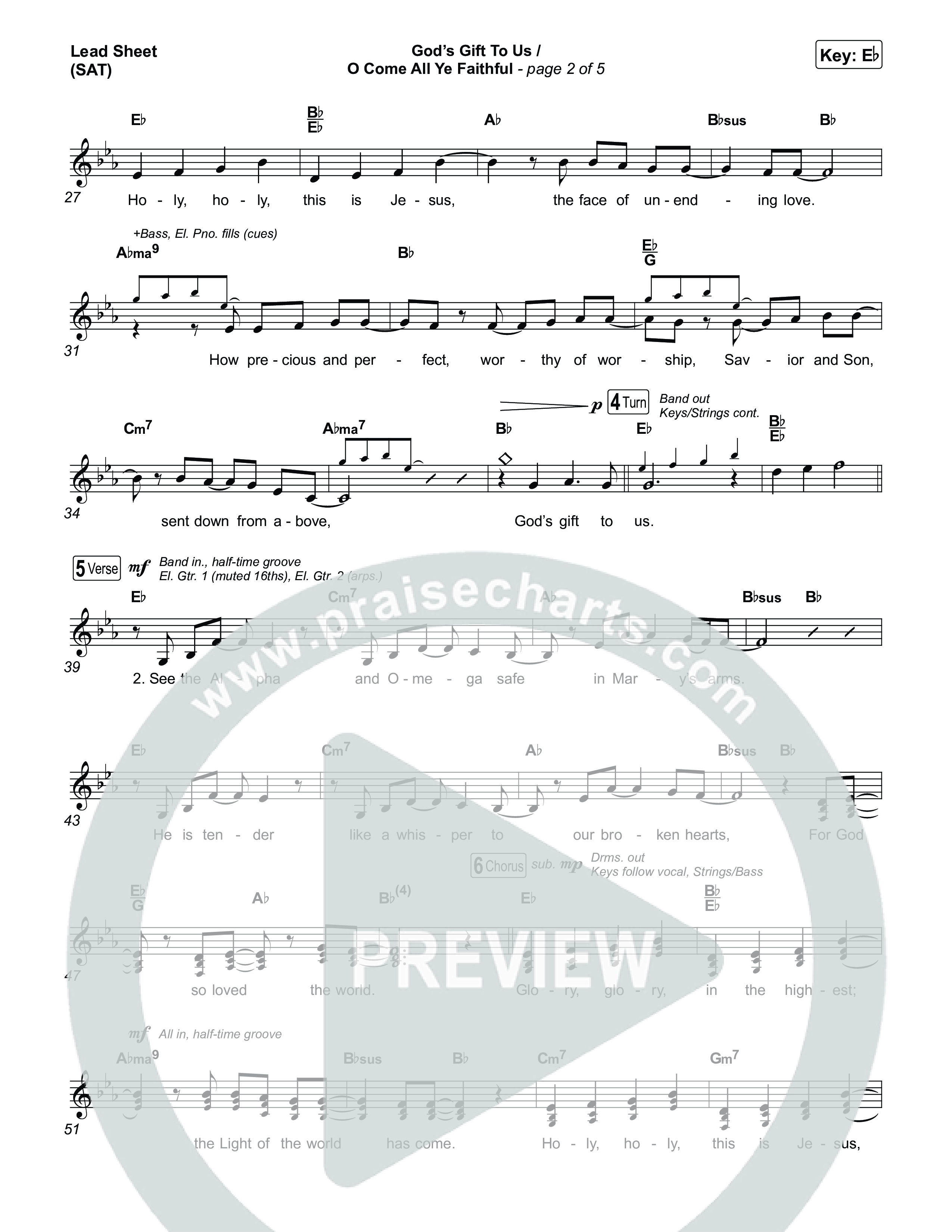 God's Gift To Us / O Come All Ye Faithful (Choral/SATB) Lead Sheet (SAT) (Cheryl Stark / Arr. Travis Cottrell / Orch. Mason Brown)