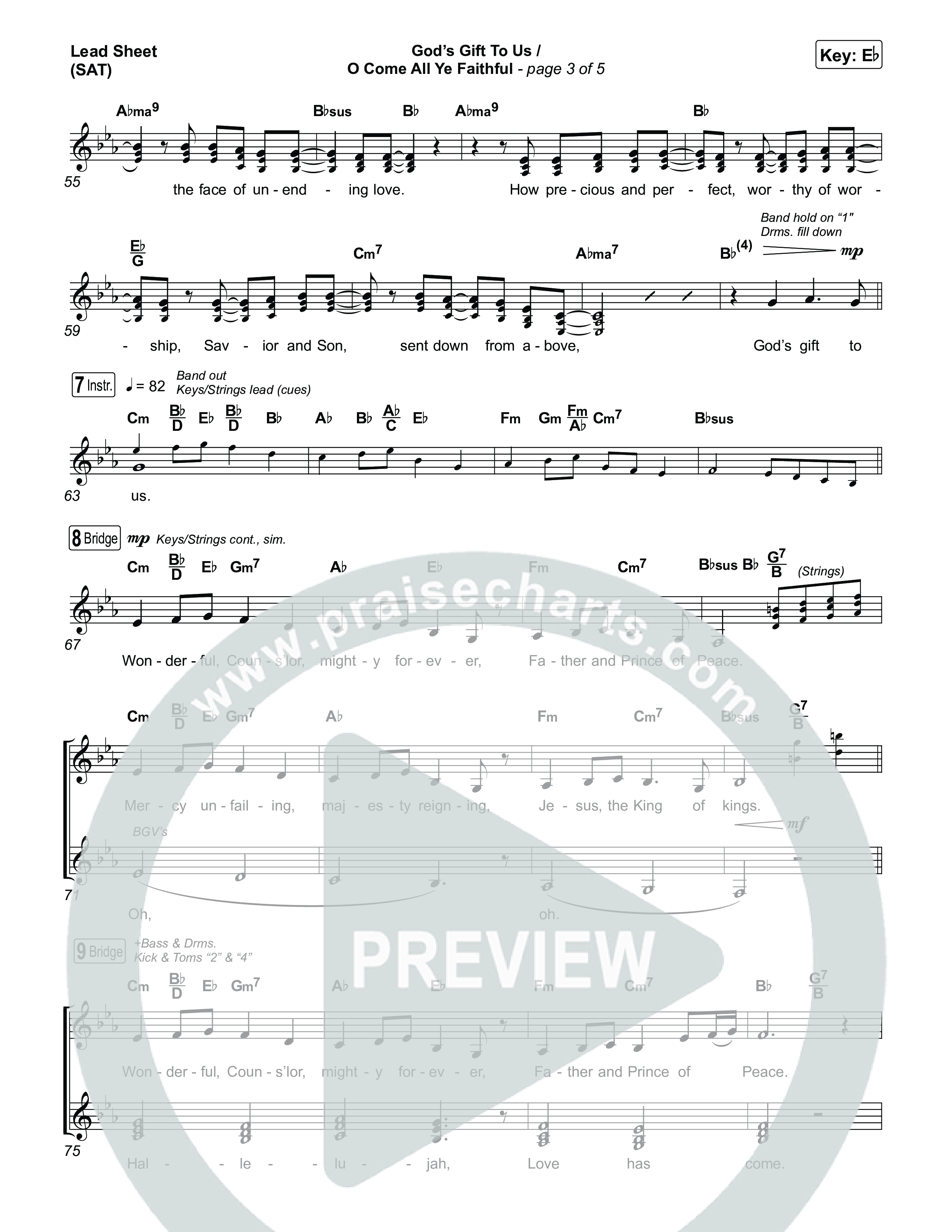 God's Gift To Us / O Come All Ye Faithful (Choral/SATB) Lead Sheet (SAT) (Cheryl Stark / Arr. Travis Cottrell / Orch. Mason Brown)