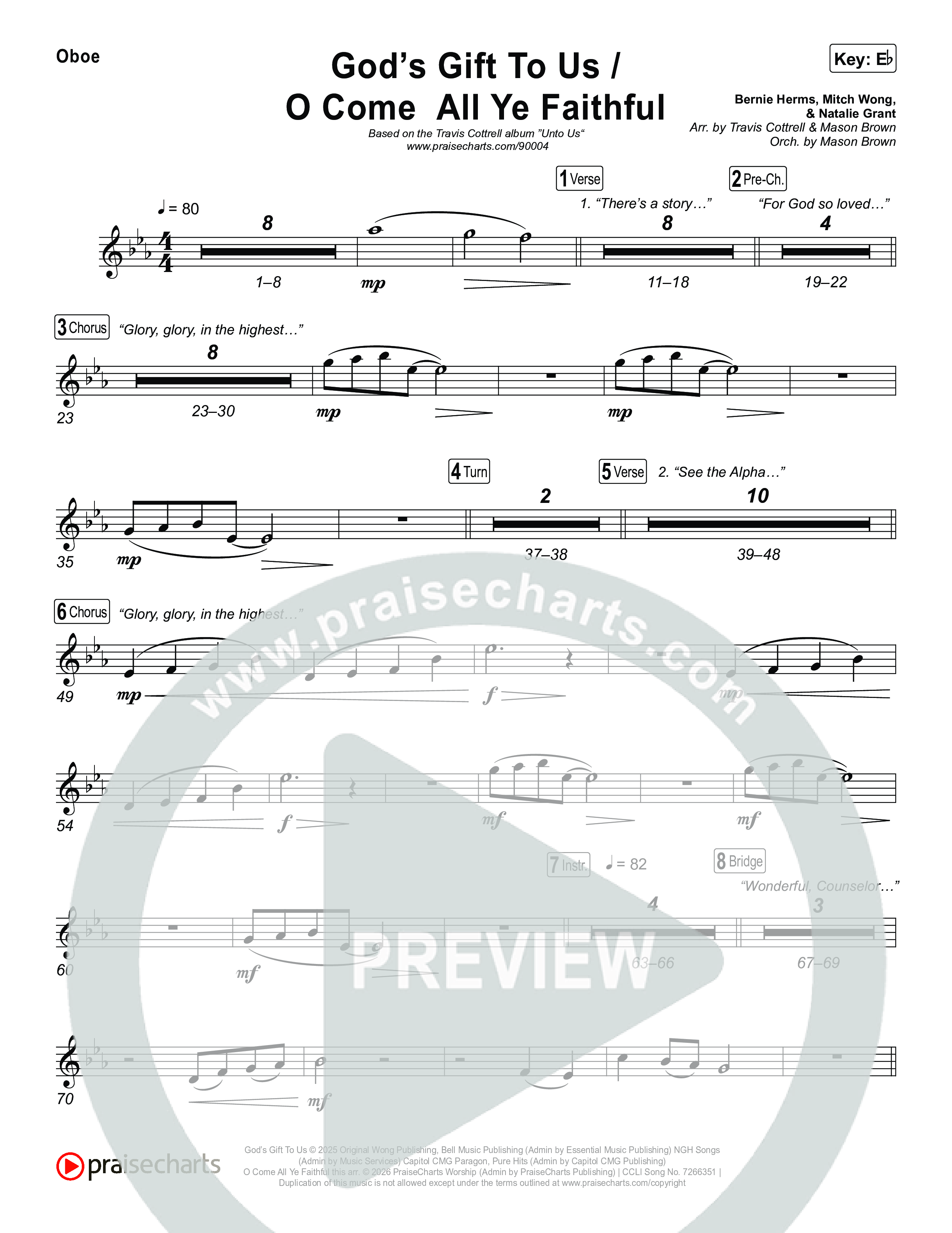 God's Gift To Us / O Come All Ye Faithful (Choral/SATB) Oboe (Cheryl Stark / Arr. Travis Cottrell / Orch. Mason Brown)