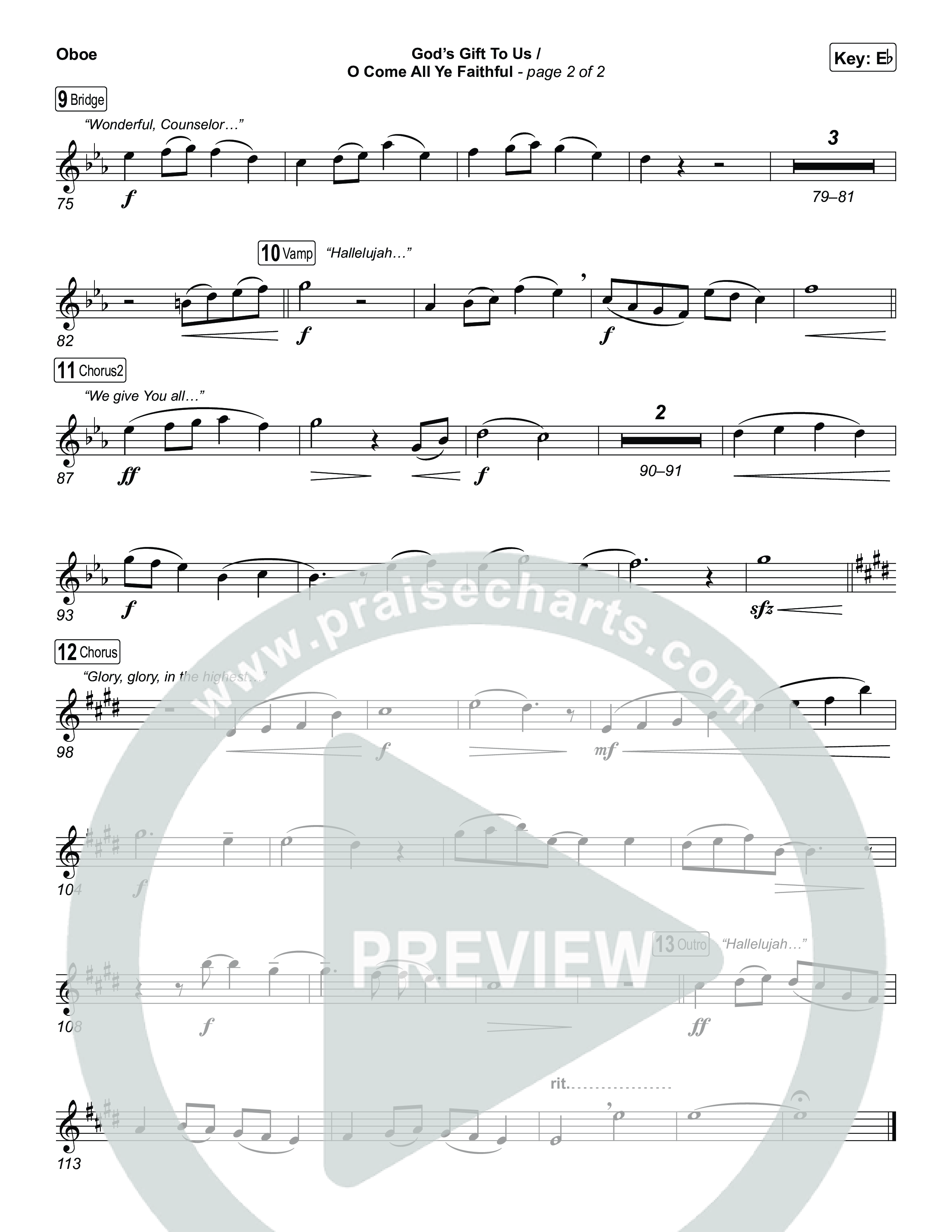 God's Gift To Us / O Come All Ye Faithful (Choral/SATB) Oboe (Cheryl Stark / Arr. Travis Cottrell / Orch. Mason Brown)