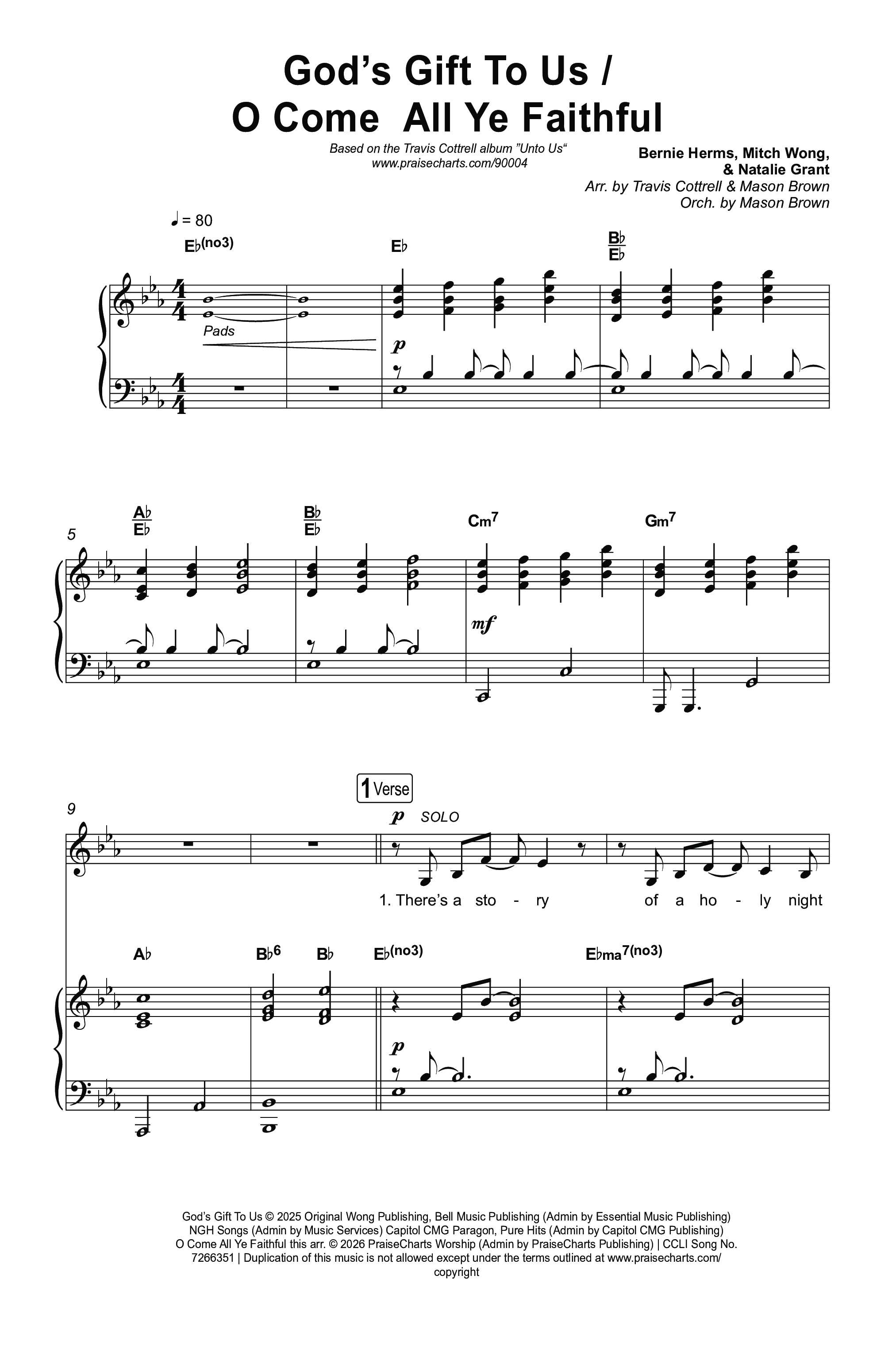 God's Gift To Us / O Come All Ye Faithful (Choral/SATB) Octavo (SATB & Pno) (Cheryl Stark / Arr. Travis Cottrell / Orch. Mason Brown)
