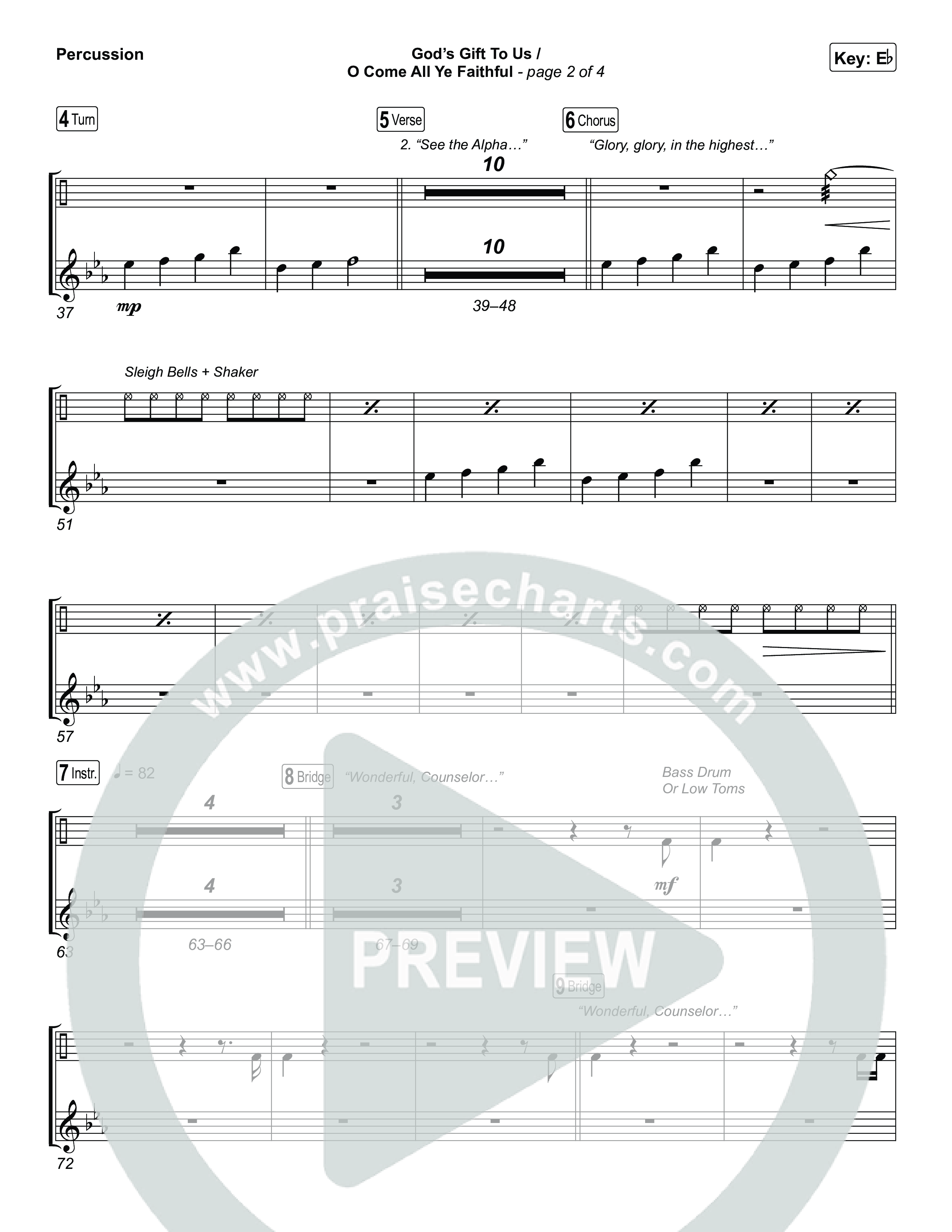 God's Gift To Us / O Come All Ye Faithful (Choral/SATB) Percussion (Cheryl Stark / Arr. Travis Cottrell / Orch. Mason Brown)