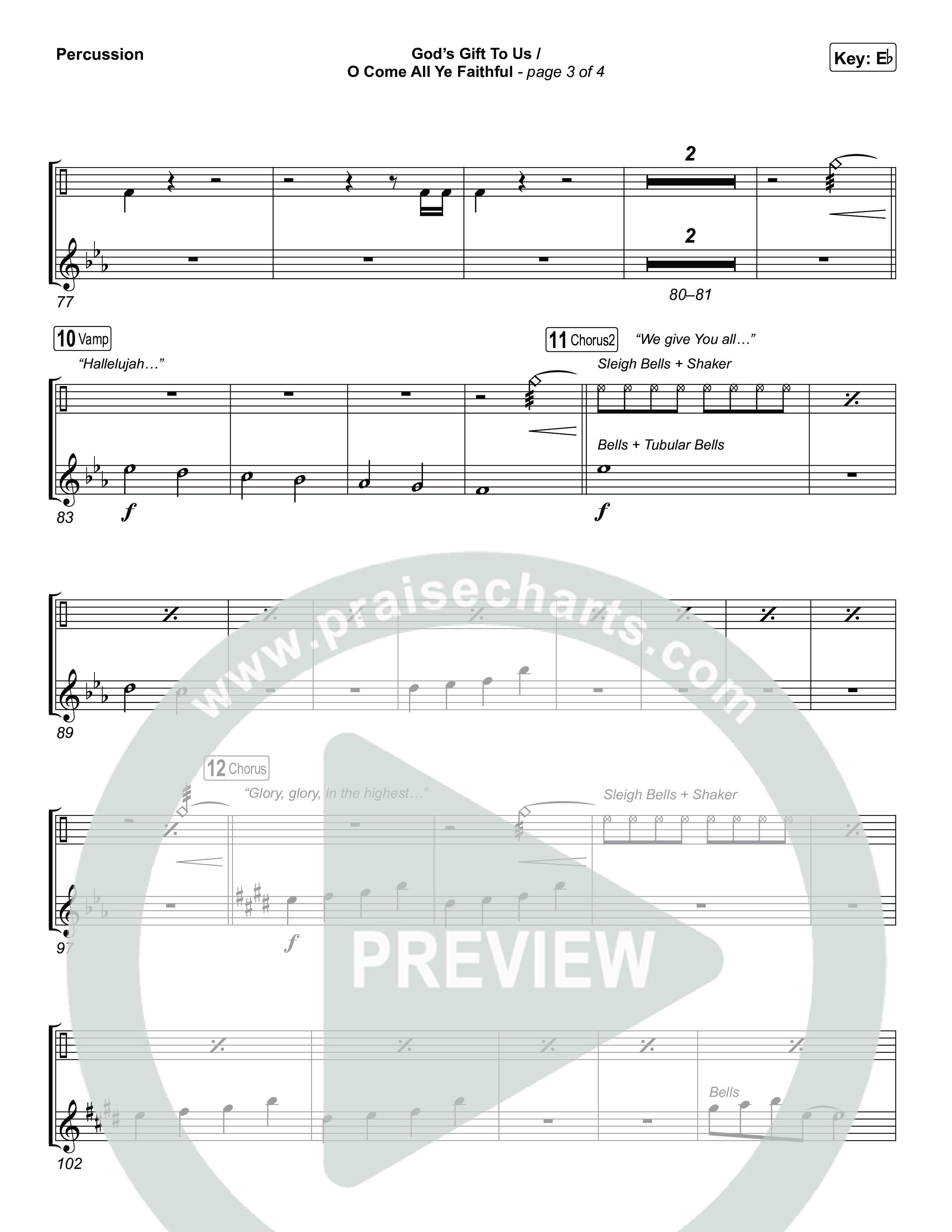 God's Gift To Us / O Come All Ye Faithful (Choral/SATB) Percussion (Cheryl Stark / Arr. Travis Cottrell / Orch. Mason Brown)