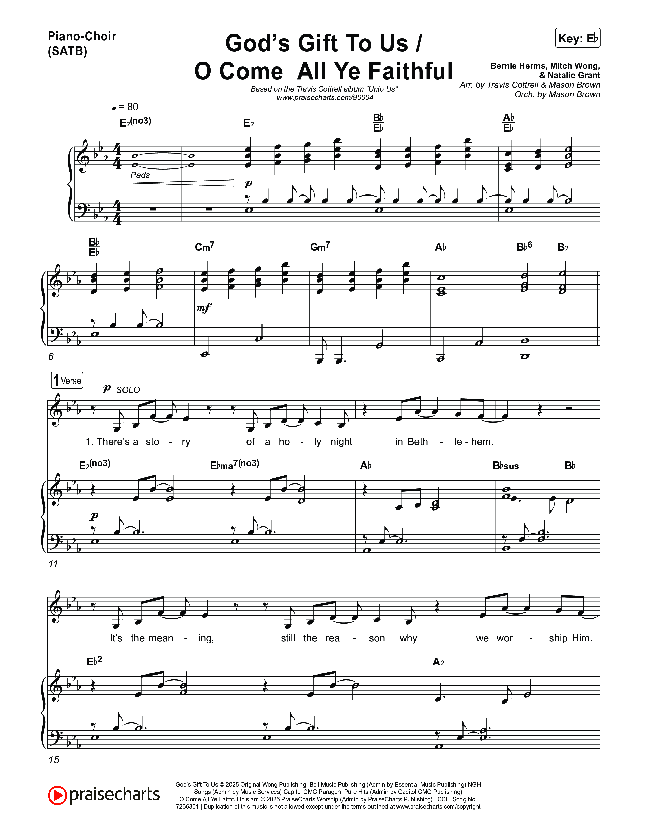 God's Gift To Us / O Come&nbsp;All Ye Faithful (Choral/SATB) Piano/Vocal (SATB) (Cheryl Stark / Arr. Travis Cottrell / Orch. Mason Brown)