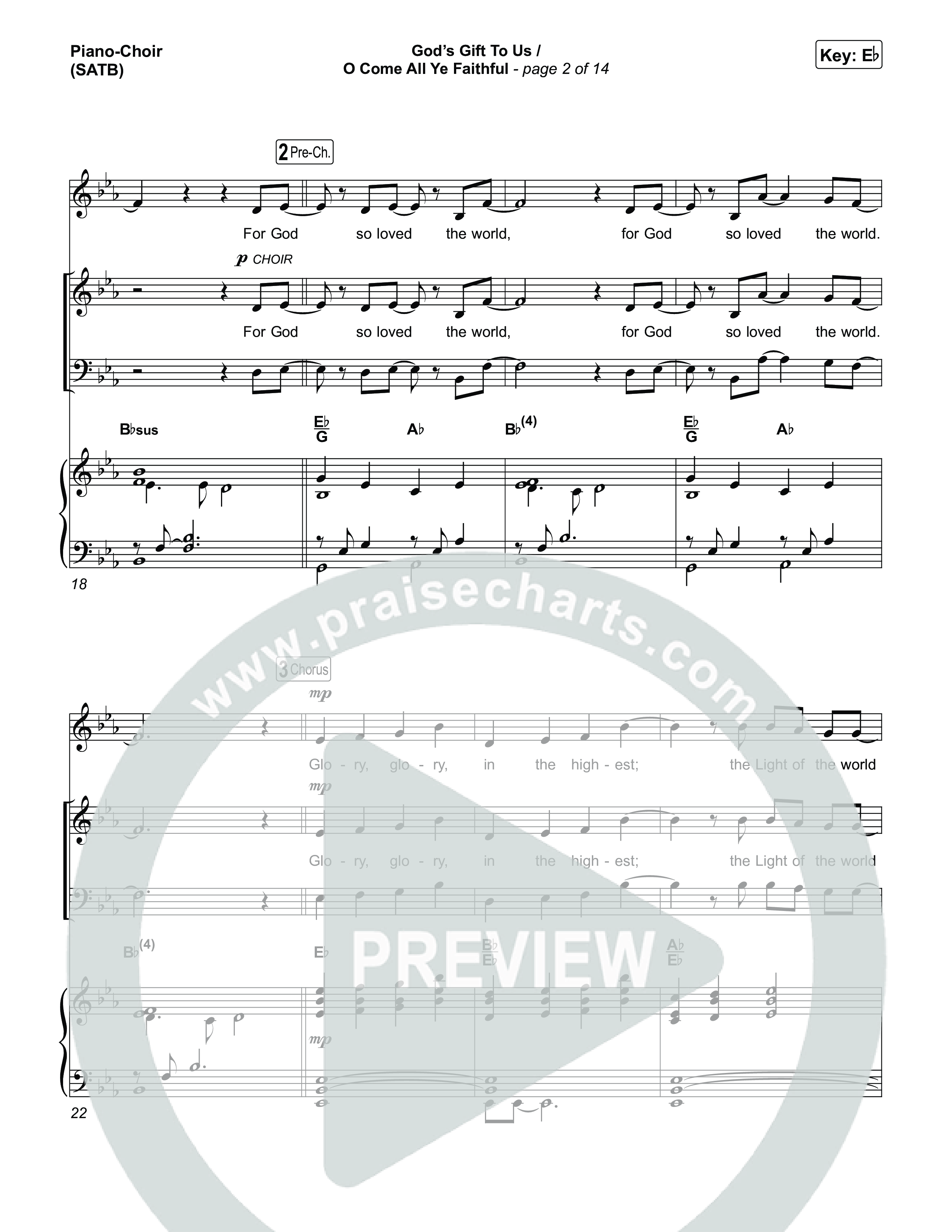 God's Gift To Us / O Come&nbsp;All Ye Faithful (Choral/SATB) Piano/Vocal (SATB) (Cheryl Stark / Arr. Travis Cottrell / Orch. Mason Brown)