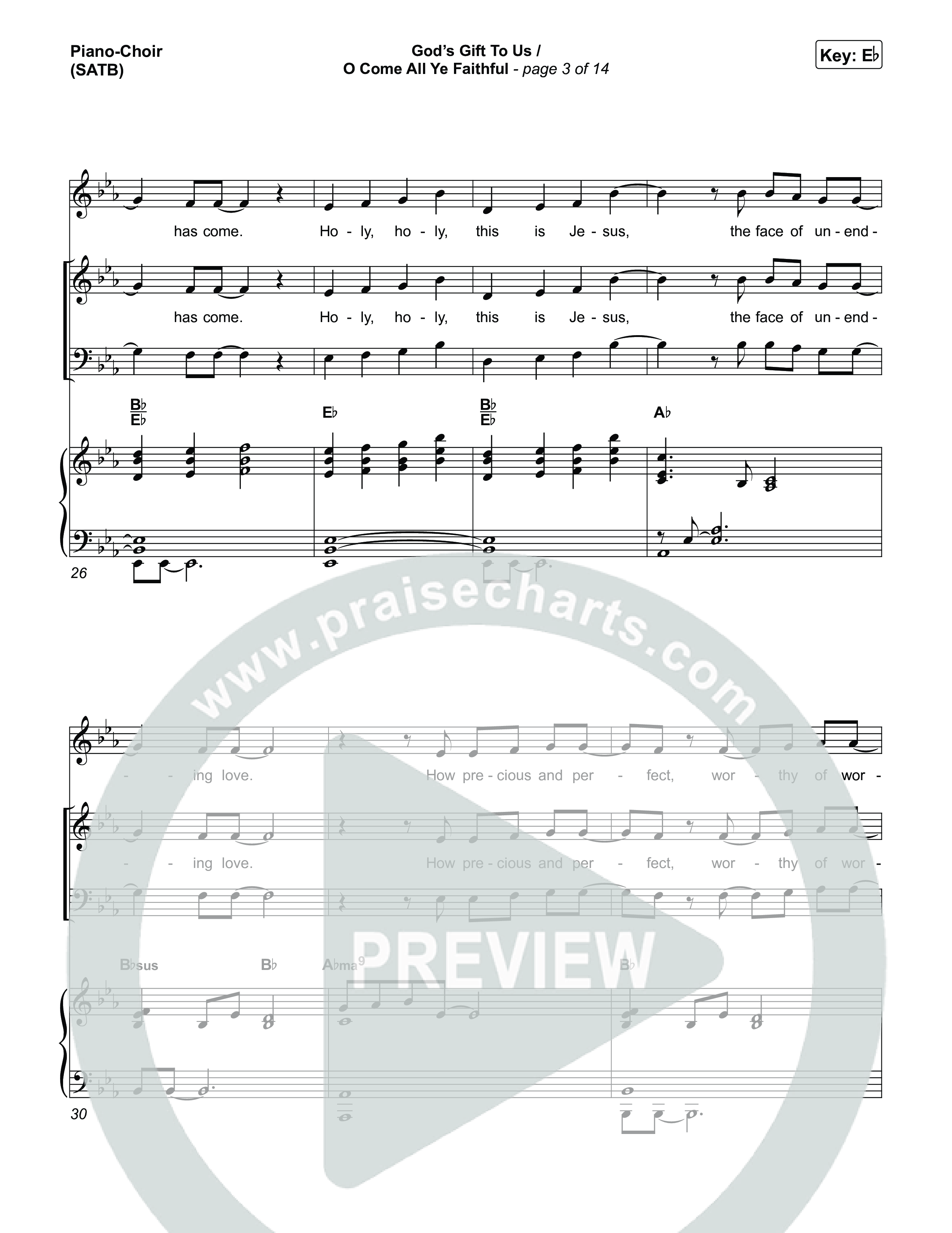 God's Gift To Us / O Come&nbsp;All Ye Faithful (Choral/SATB) Piano/Vocal (SATB) (Cheryl Stark / Arr. Travis Cottrell / Orch. Mason Brown)
