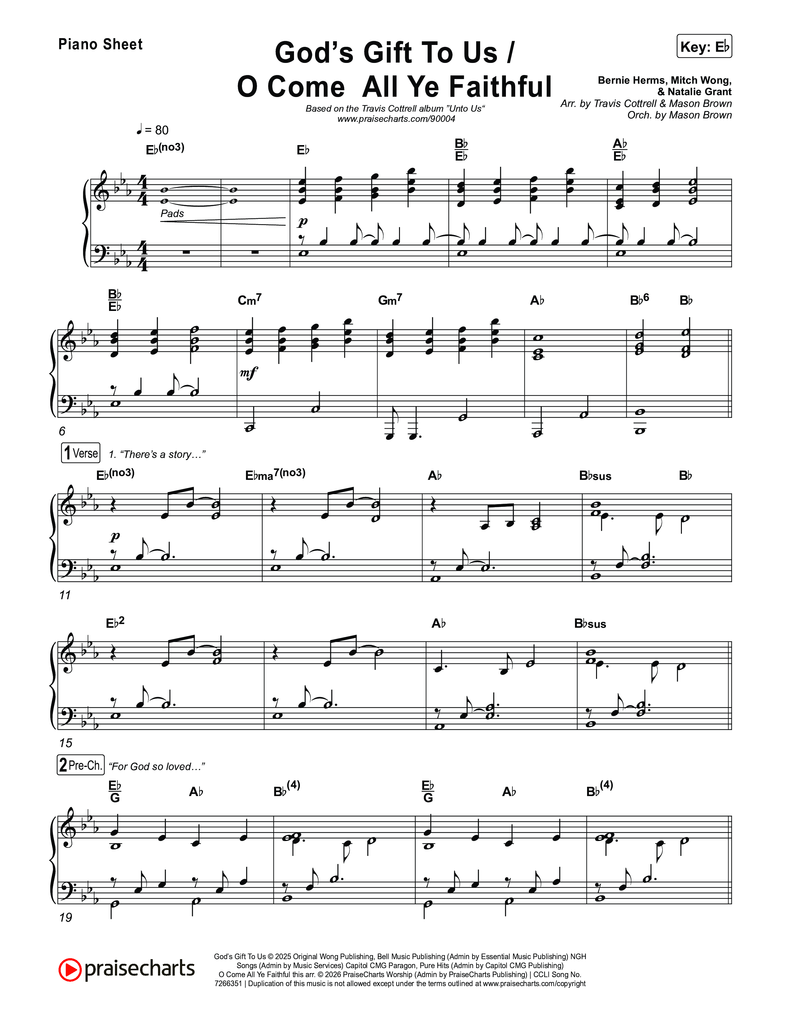God's Gift To Us / O Come&nbsp;All Ye Faithful (Choral/SATB) Piano Sheet (Cheryl Stark / Arr. Travis Cottrell / Orch. Mason Brown)