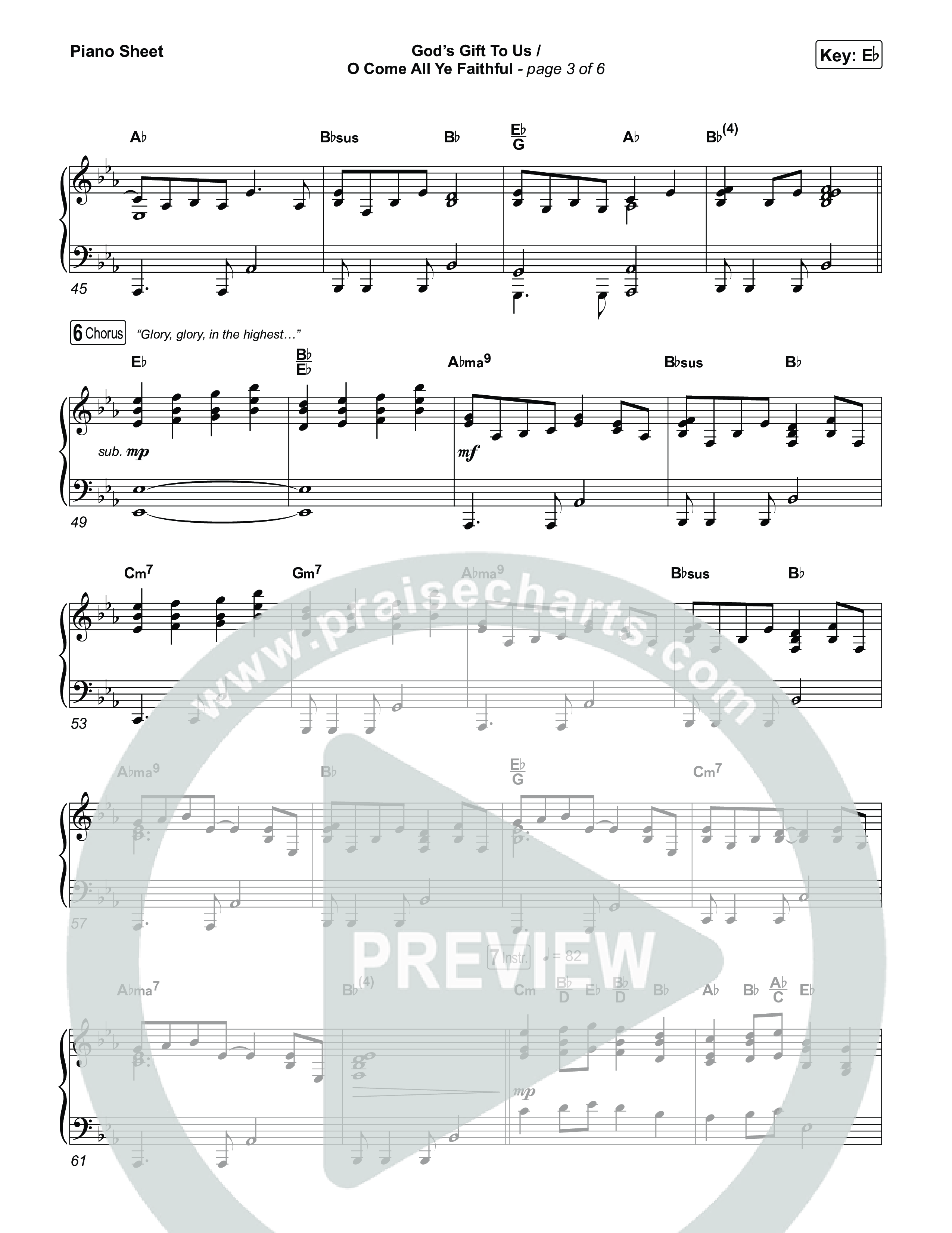 God's Gift To Us / O Come&nbsp;All Ye Faithful (Choral/SATB) Piano Sheet (Cheryl Stark / Arr. Travis Cottrell / Orch. Mason Brown)