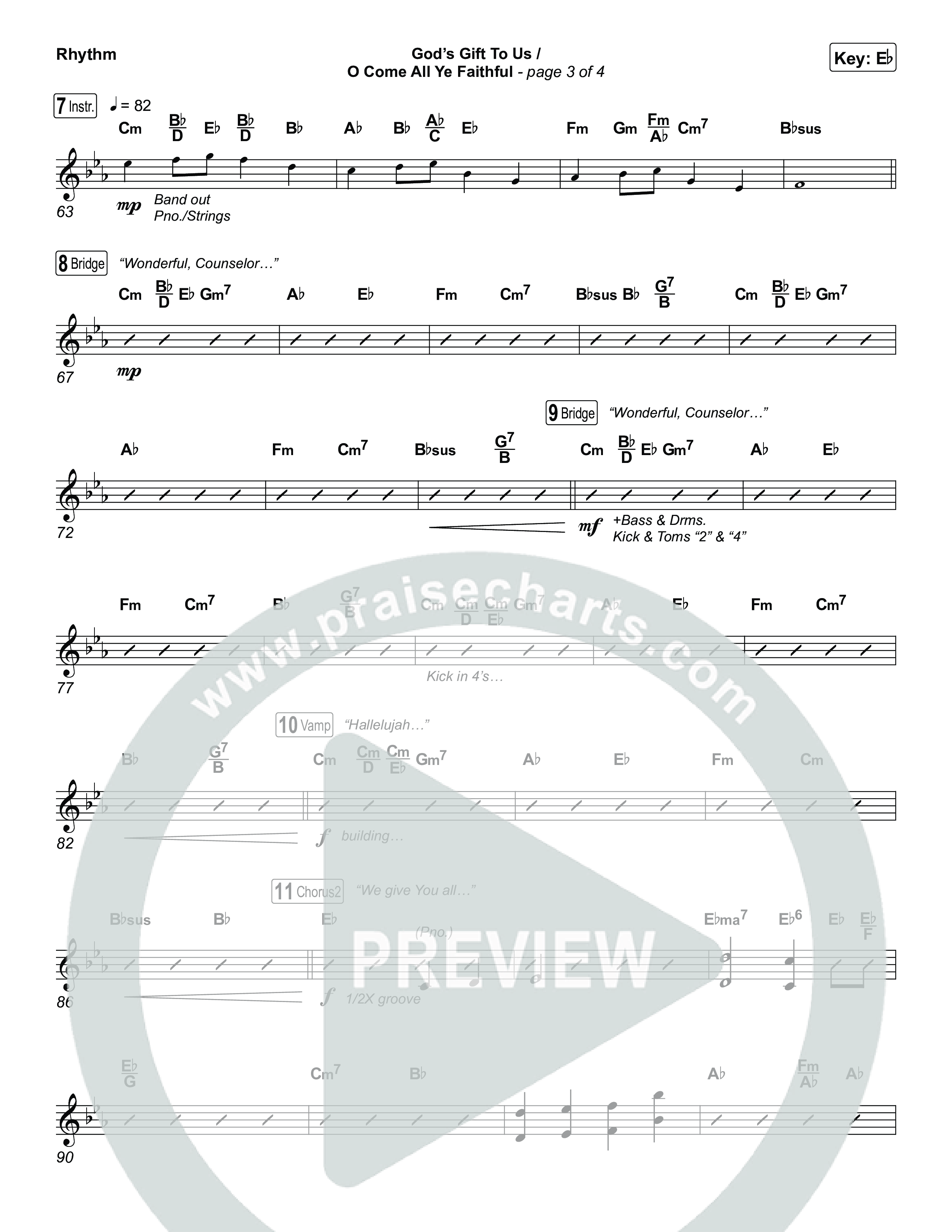 God's Gift To Us / O Come All Ye Faithful (Choral/SATB) Rhythm Pack (Cheryl Stark / Arr. Travis Cottrell / Orch. Mason Brown)