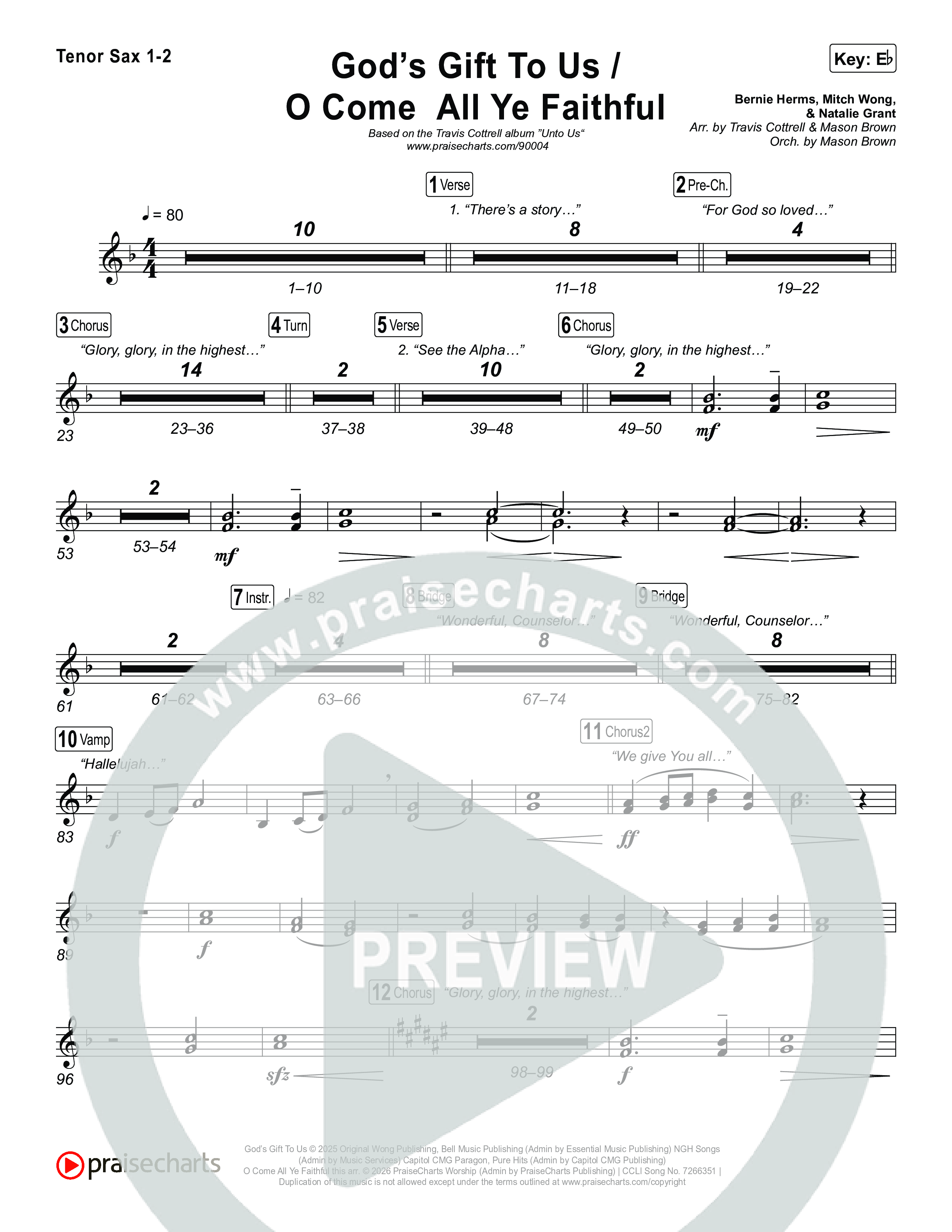 God's Gift To Us / O Come&nbsp;All Ye Faithful (Choral/SATB) Sax Pack (Cheryl Stark / Arr. Travis Cottrell / Orch. Mason Brown)